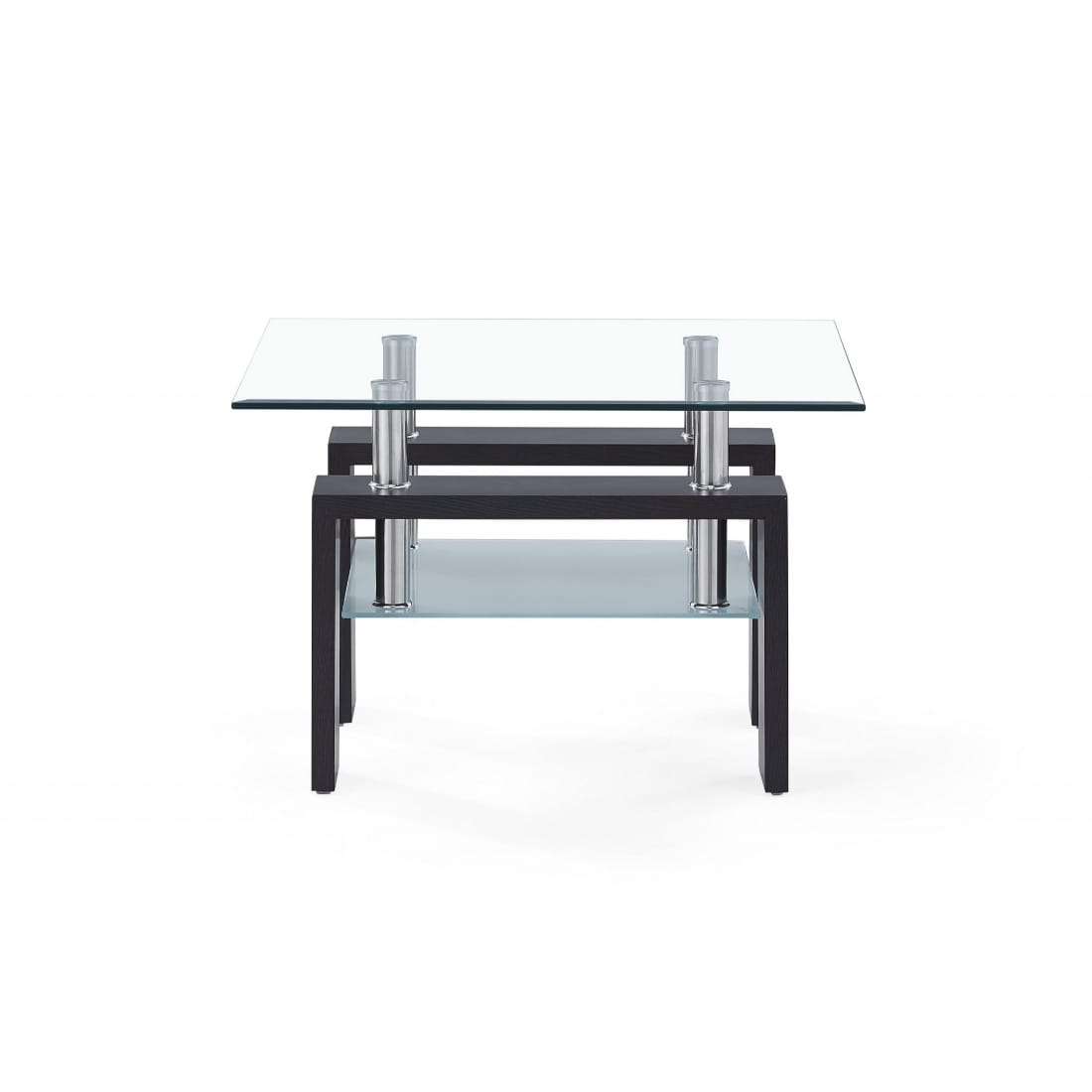 HomeRoots 4000383884 26-in W x 18-in H Dark Walnut Glass Modern End Table Assembly Required
