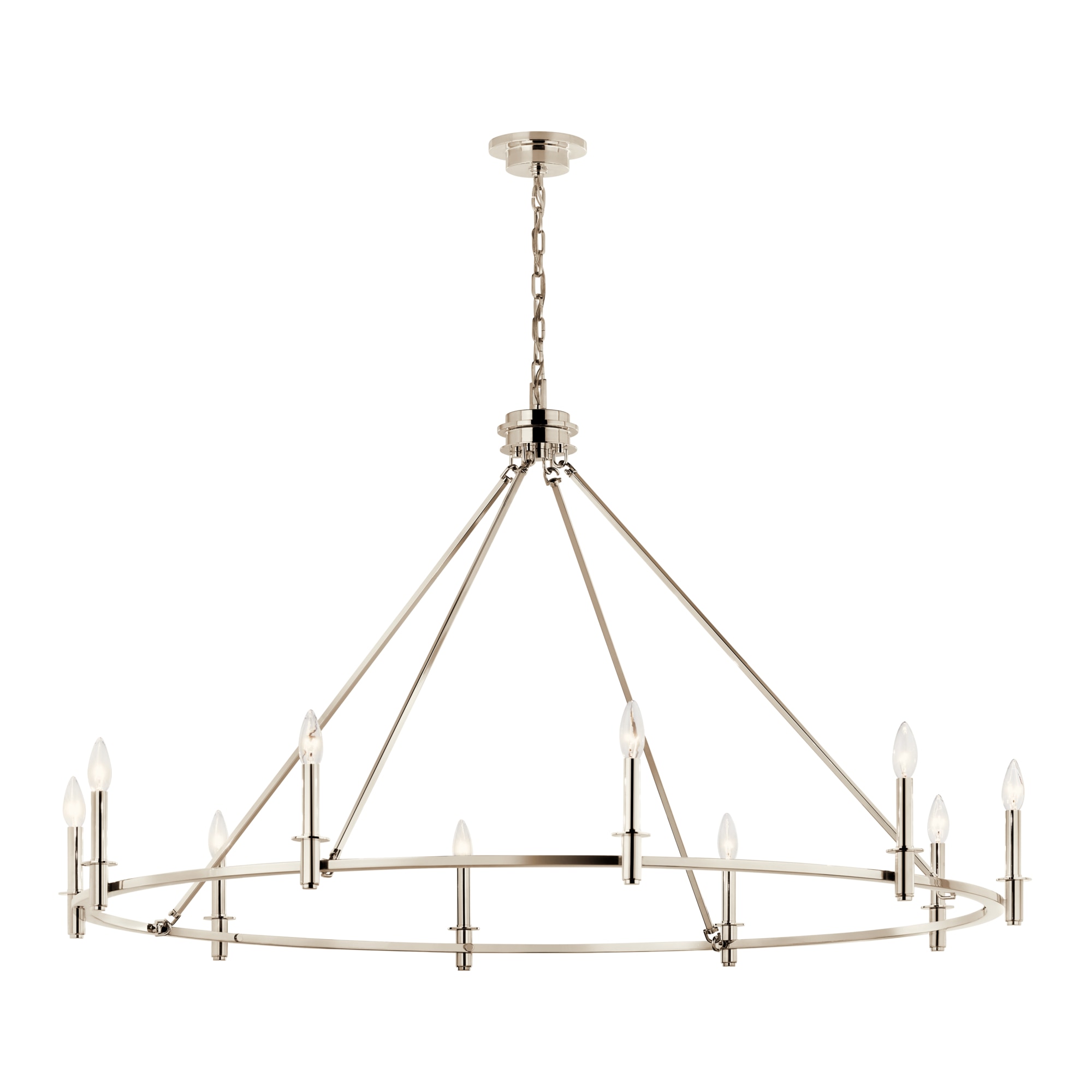 Kichler 52707PN Carrick 10 -Light Nickel Traditional Bare bulb For Use in Bedrooms, Dining Rooms, Foyers, Kitchens, Living Rooms Chandelier