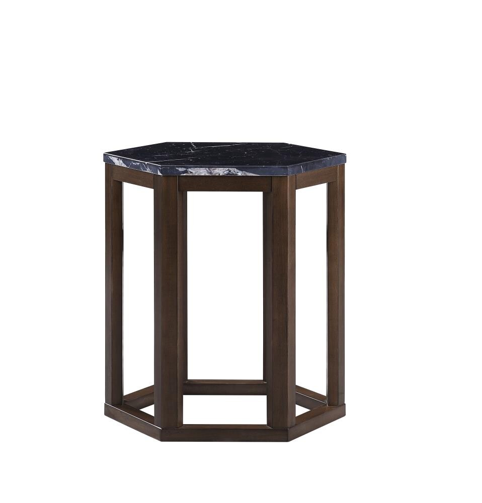 ACME FURNITURE 82467 Reon 18-in W x 20-in H Marble and Walnut Granite/Marble Modern End Table Assembly Required