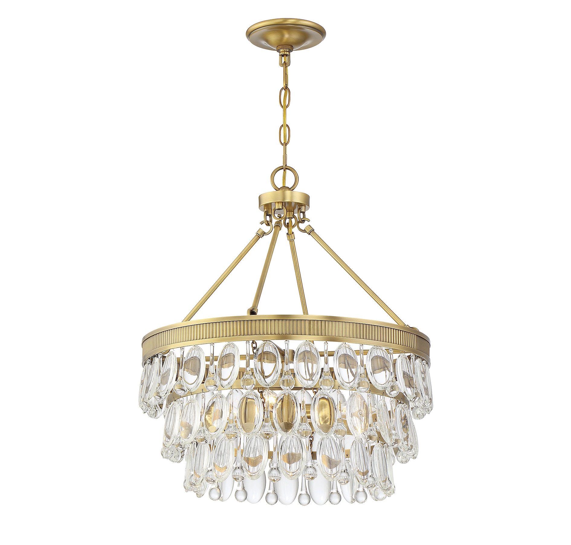 Windham Warm Brass Crystal LED Pendant with Polished Nickel Accents