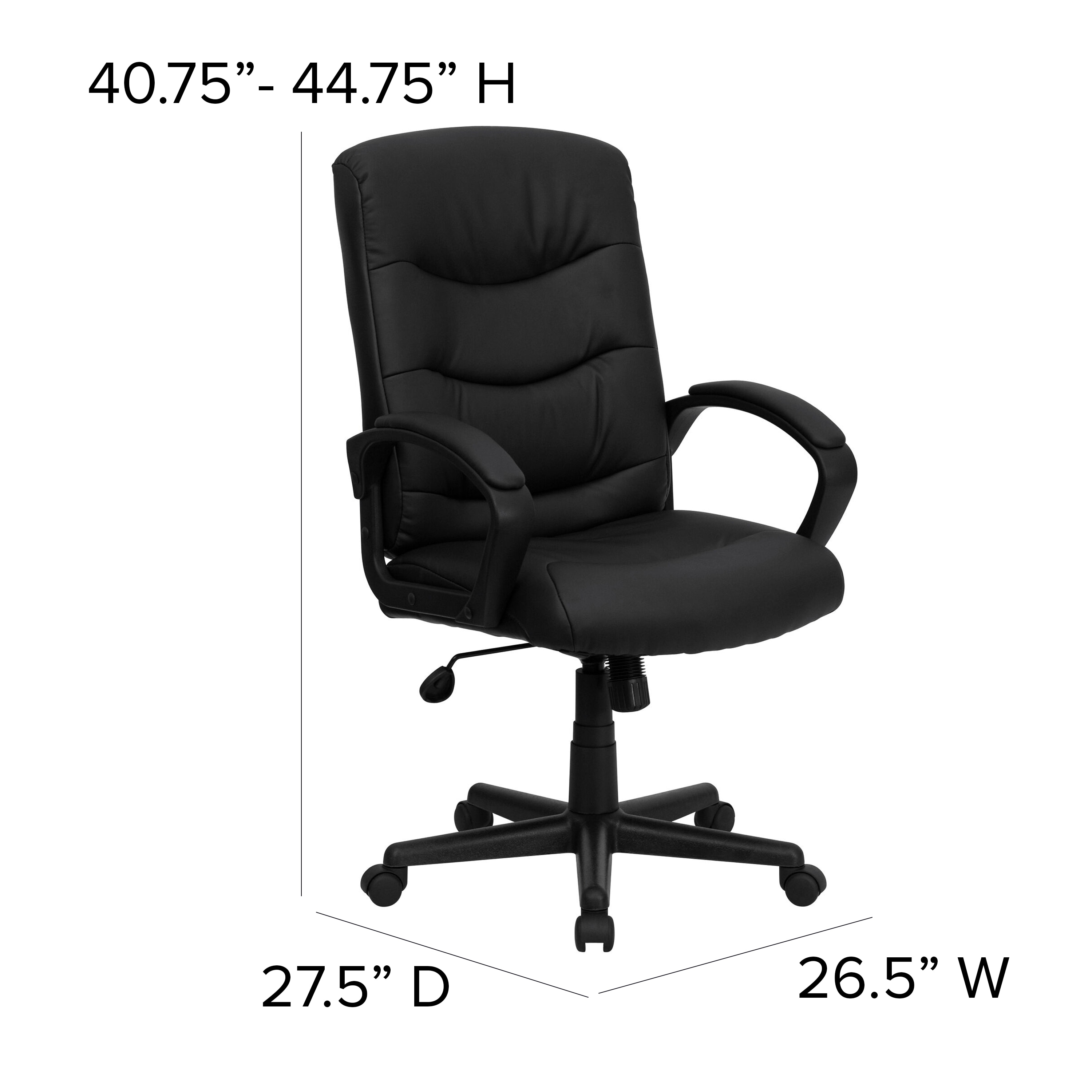 Ergonomic Black LeatherSoft Swivel Task Chair with Lumbar Support