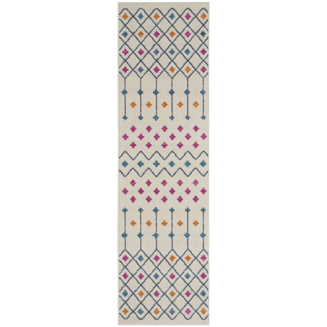 HomeRoots 4000385788 2 x 8 (ft) Polypropylene Ivory Multi Rectangular Indoor Geometric Runner rug