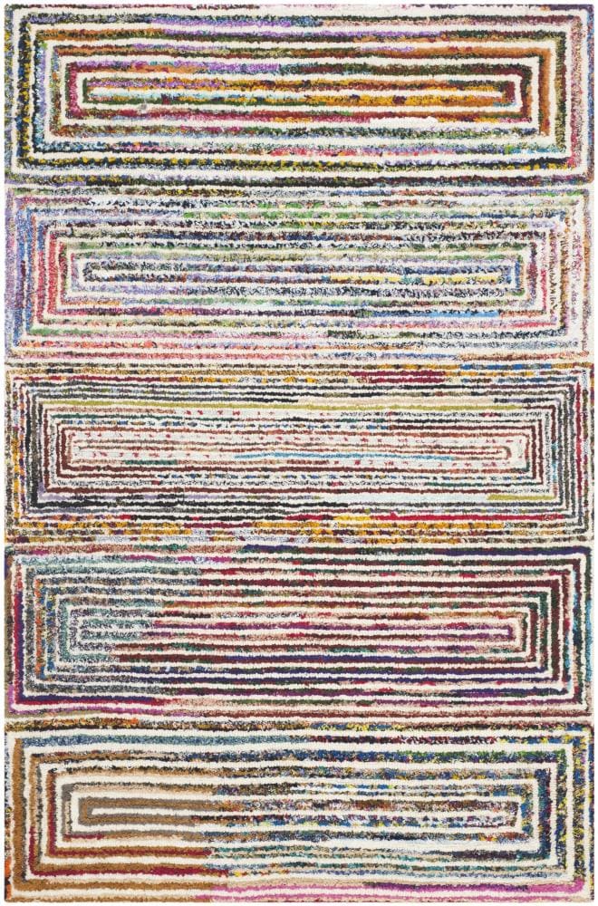 Multicolor Hand-Tufted Wool and Synthetic 4' x 6' Area Rug