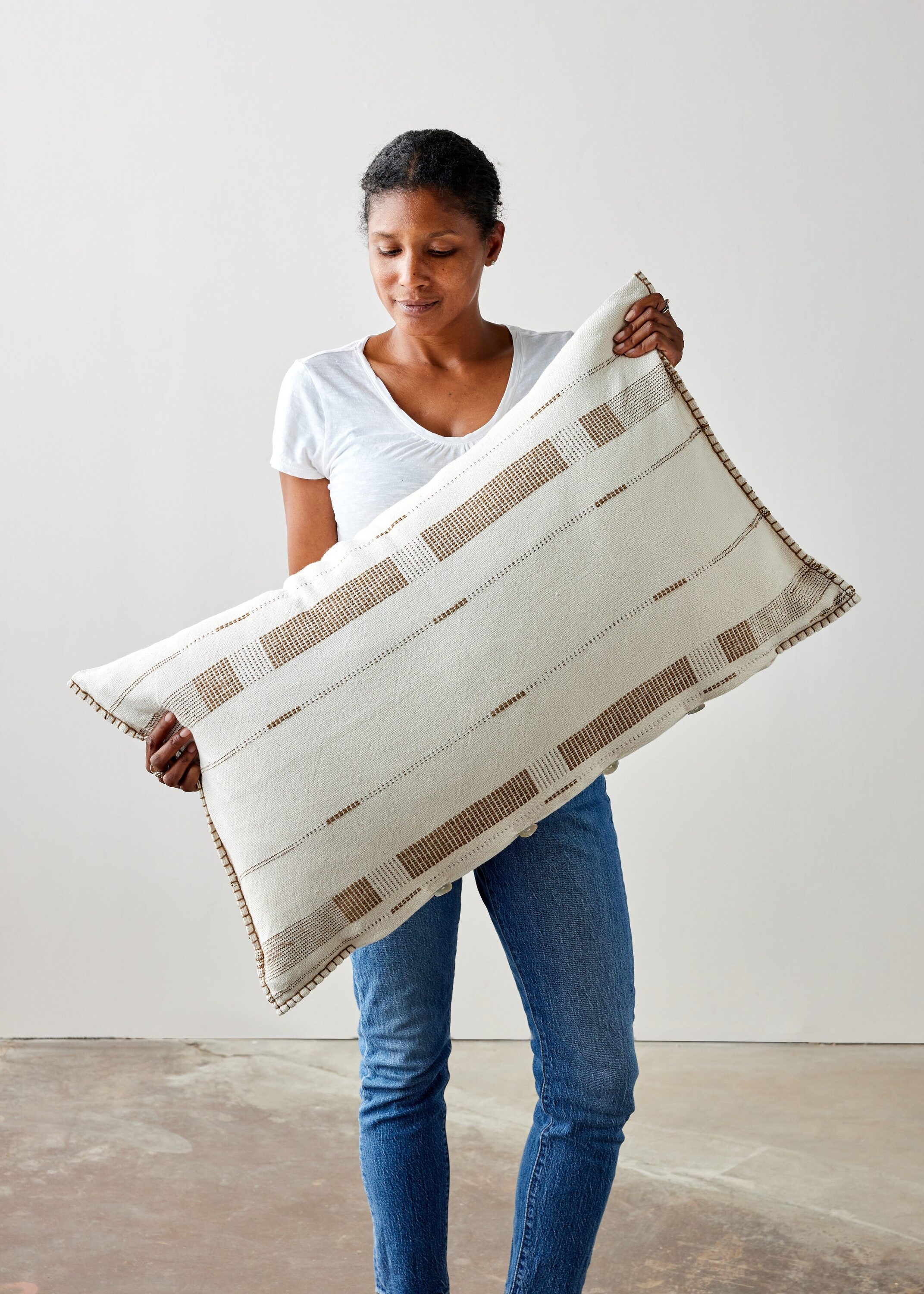 Kanju Interiors Fulcrum Oversized Cotton Lumbar Pillow - with Insert