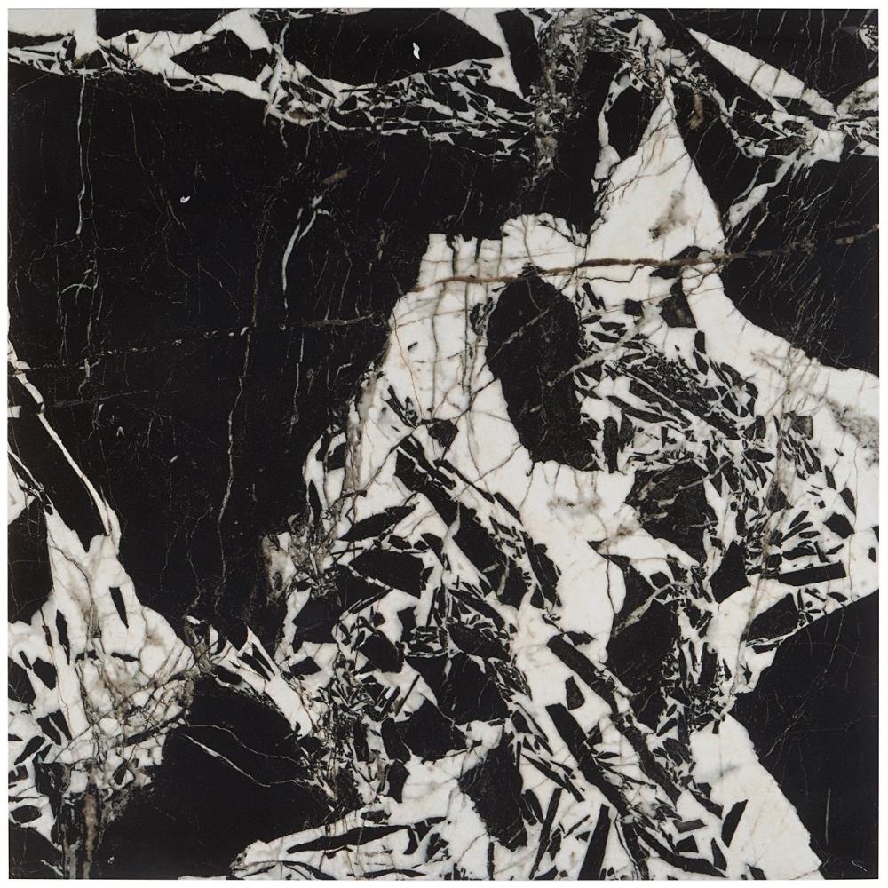 Artmore Tile EXT3RD106603 Sample- Intrepid Black Antique 4-in x 8-in Polished Porcelain Marble Look Floor and Wall Tile