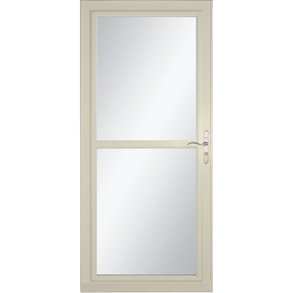 Tradewinds Selection 32-in x 81-in Almond Full-view Retractable Screen Aluminum Storm Door with Brushed Nickel Handle in Off-White | - LARSON 1460408117