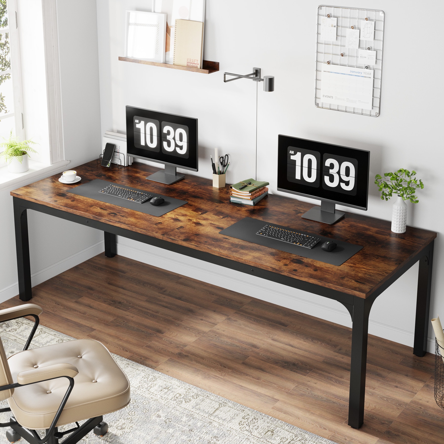 Tribesigns LWFD-YS0060 Office Conference Table Brown 2 -Person Conference table ( 78.74-in W x 29.52-in H )