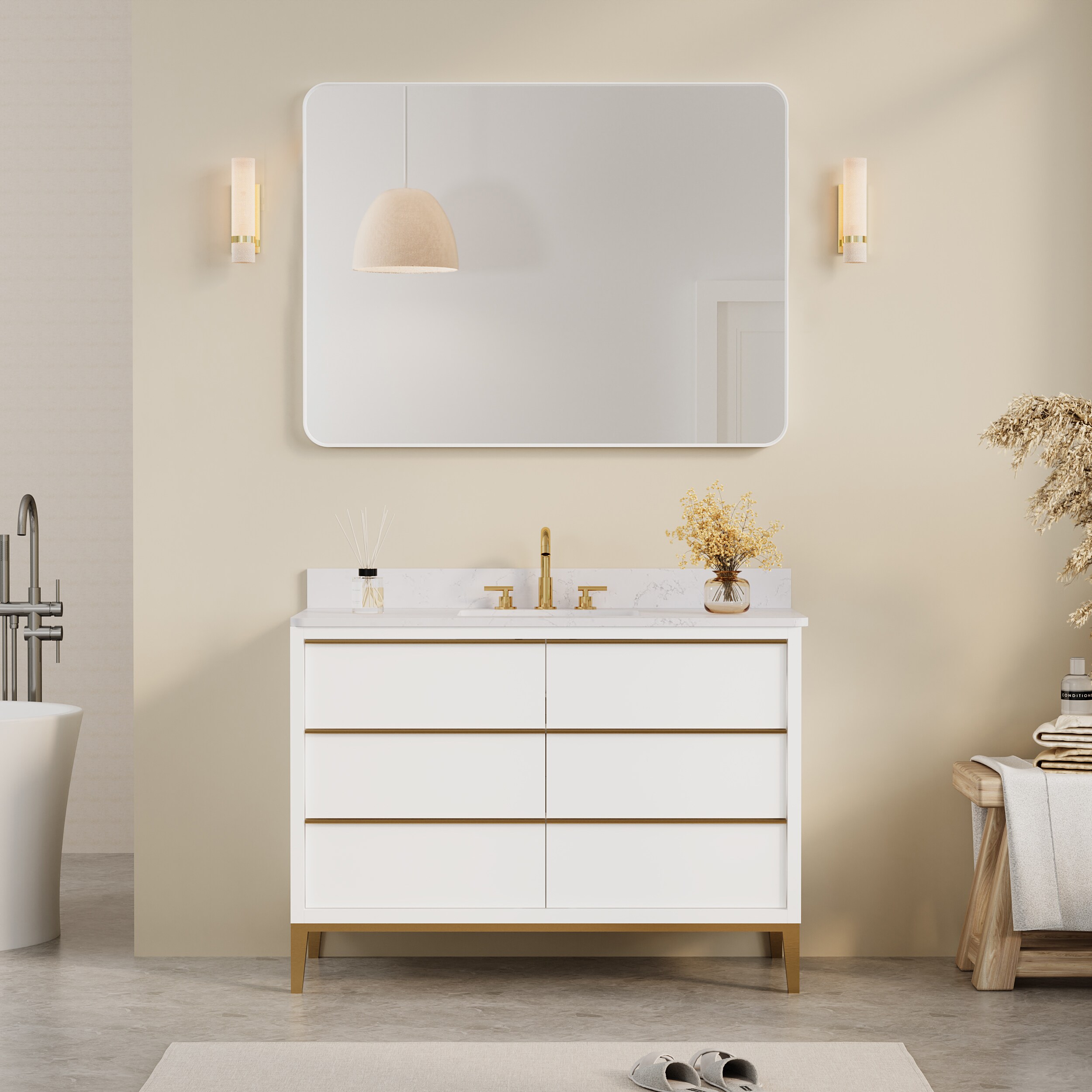 WELLFOR F1MR4836WT Framed-Bath-Mirrors - View #3