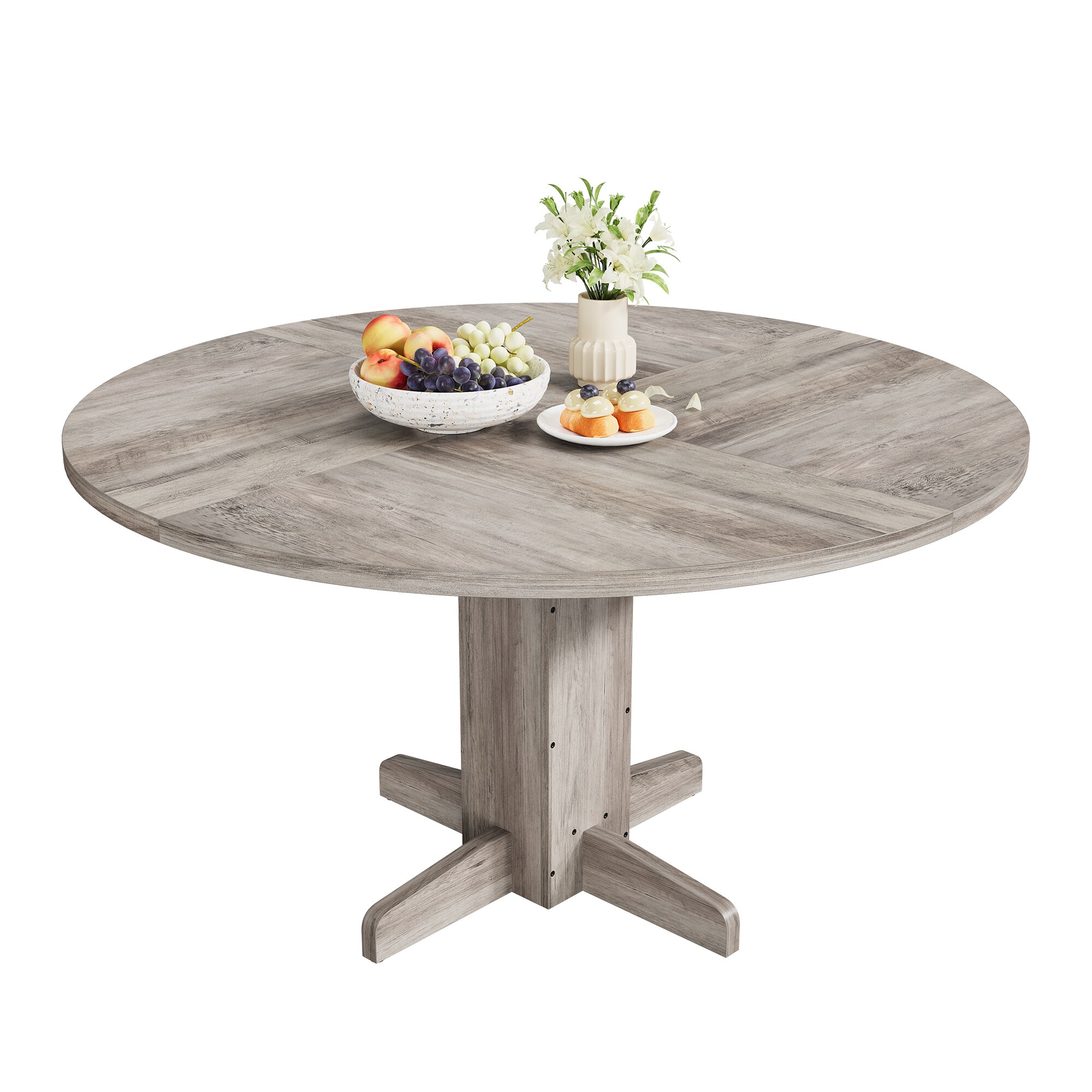Garvee 47 Inch Round Farmhouse Dining Table Seats 4 to 6 Sturdy ...