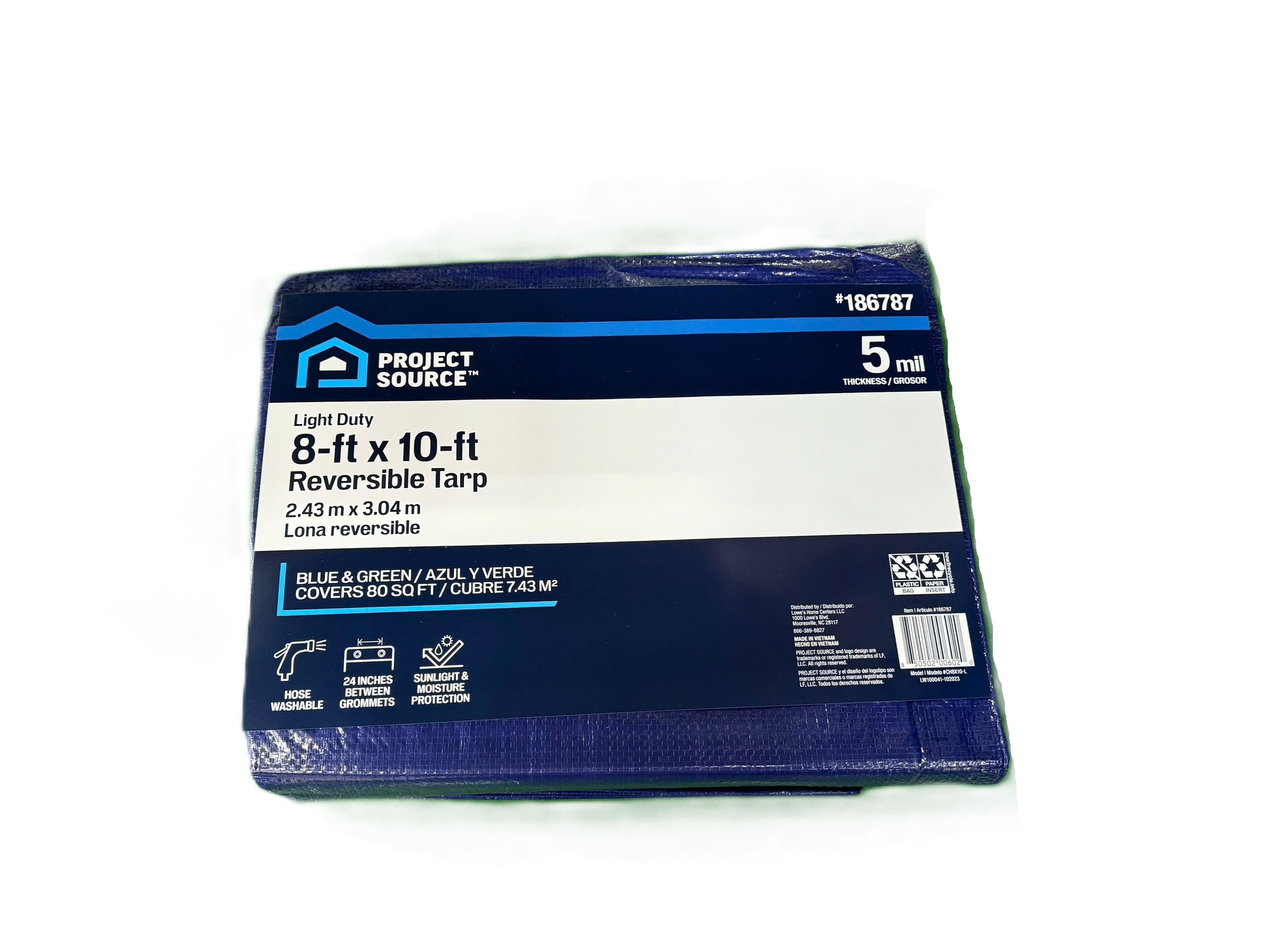 Project Source 8-ft x 10-ft Blue Waterproof Standard