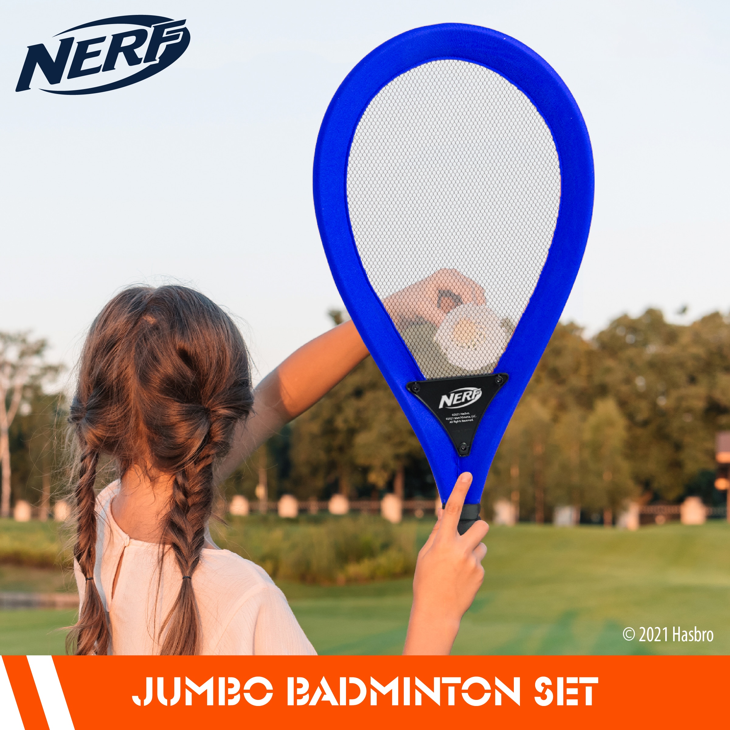 Nerf Game Mini Trampoline Paddle Set - Outdoor Party Game - Twin