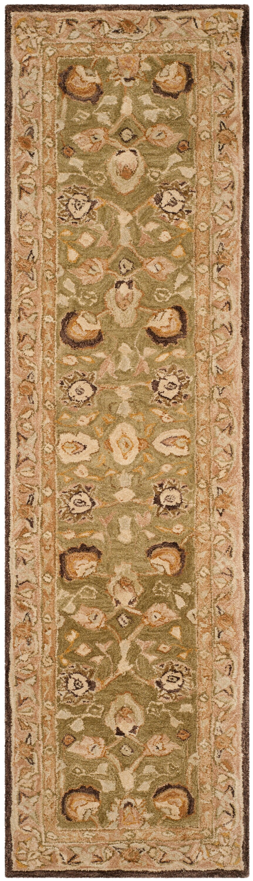 Safavieh AN512C-212 Anatolia Rumi 2 x 12 (ft) Tufted Wool Sage/Beige Rectangular Indoor Floral/Botanical Vintage Runner rug