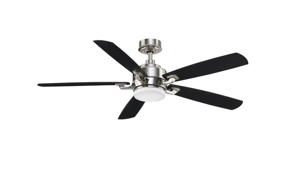 Fanimation FP8003BPN Benito v2 52-in Polished Nickel Indoor/Outdoor Ceiling Fan with Light and Remote (5-Blade)