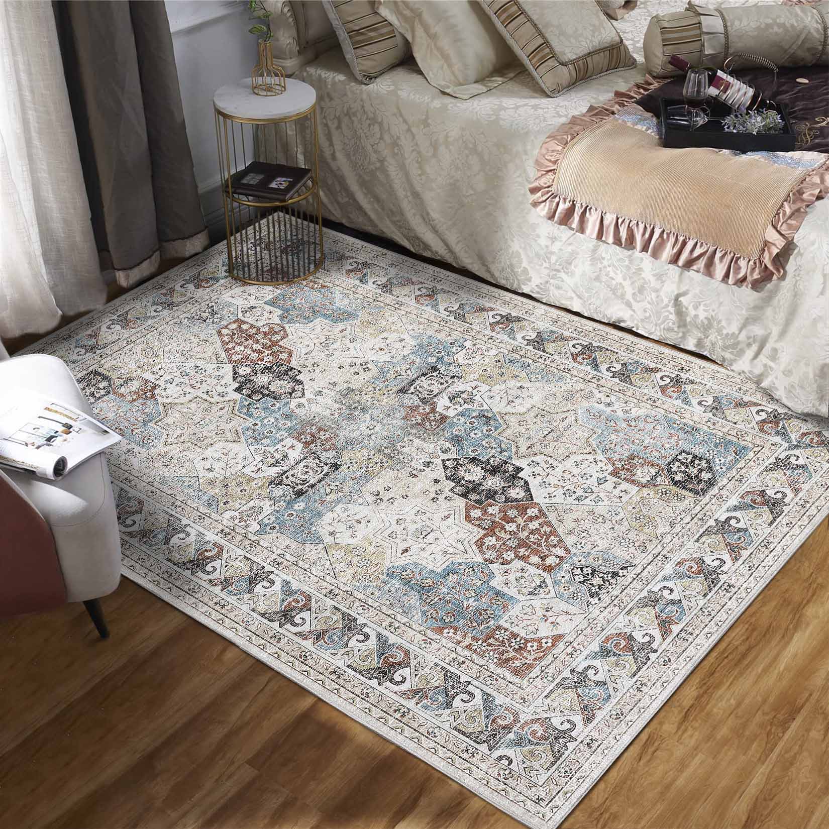 Garvee YXY-LO-PHO-10BJQ9X6 6 x 9 (ft) Loomed Polyester Multi Color Rectangular Indoor Floral/Botanical Persian Machine washable Area rug