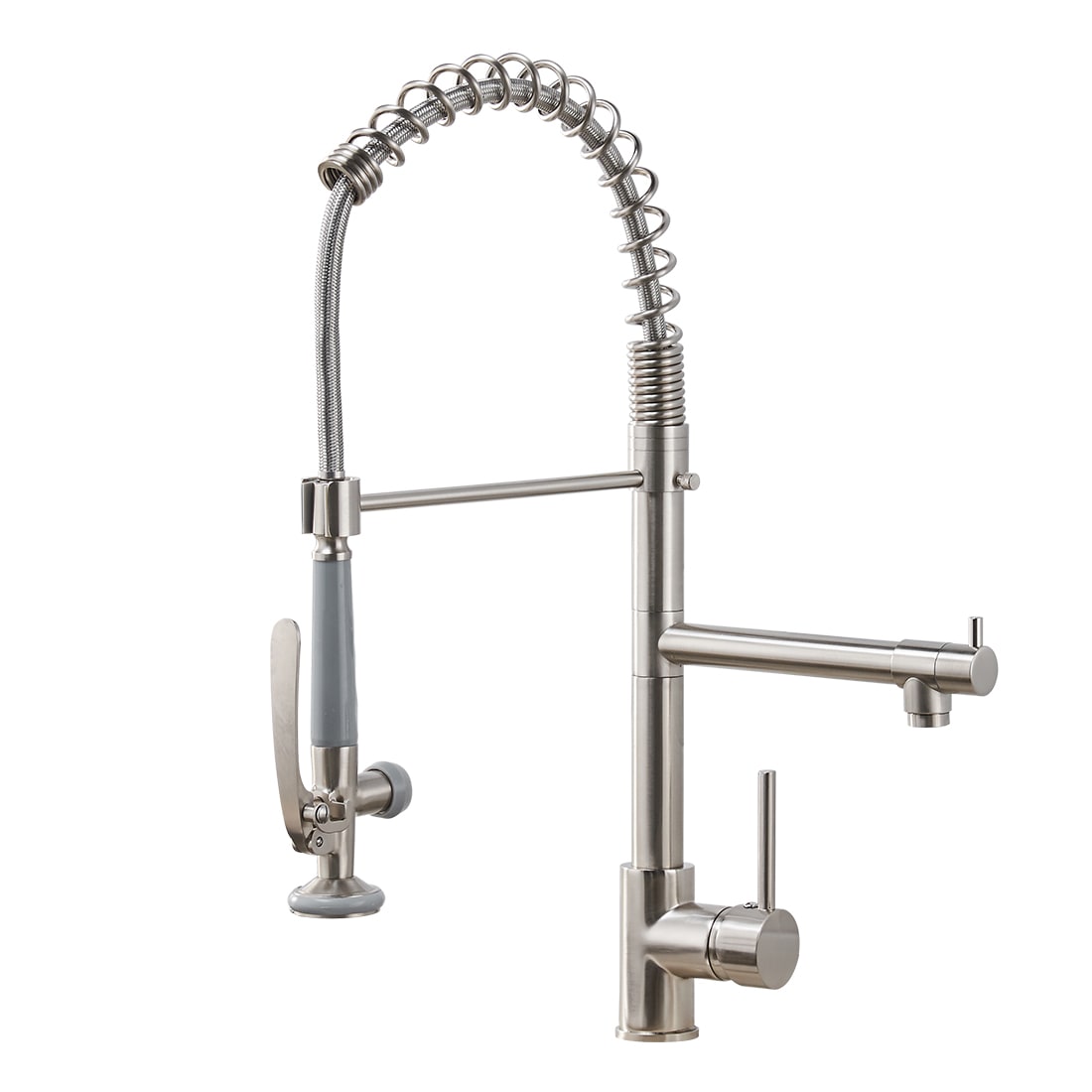 Fapully FA-B-1004N Brushed Nickel Single Handle Deck-mount Pull-down Kitchen Faucet with Sprayer