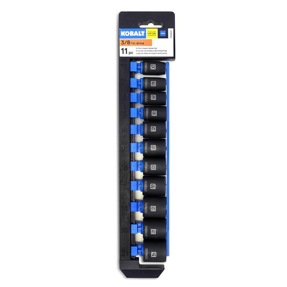 Kobalt 85216 11-Piece Metric 3/8-in Drive Set 6-Point Impact Socket Set
