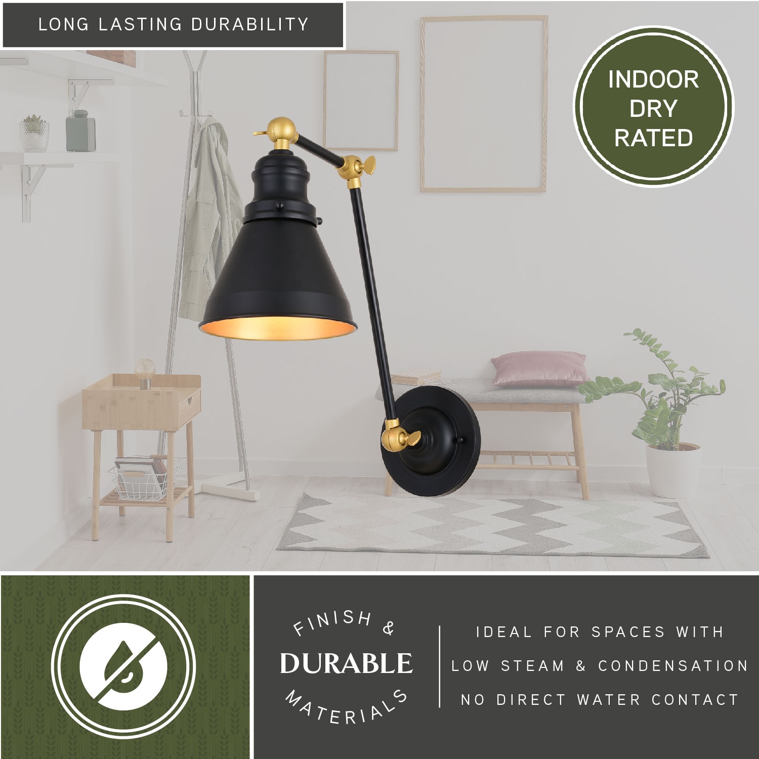 Alexis Adjustable Swing Arm Wall Lamp in Oil Rubbed Bronze and Satin Gold