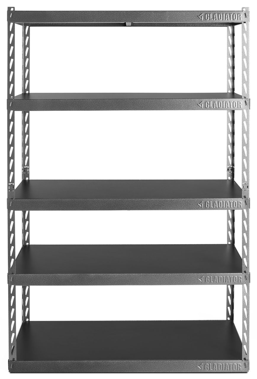Gladiator Steel Heavy Duty at D (48-in Unit department Shelving W Units 5-Tier the in 72-in H), x Freestanding Gray x Utility 18-in Shelving