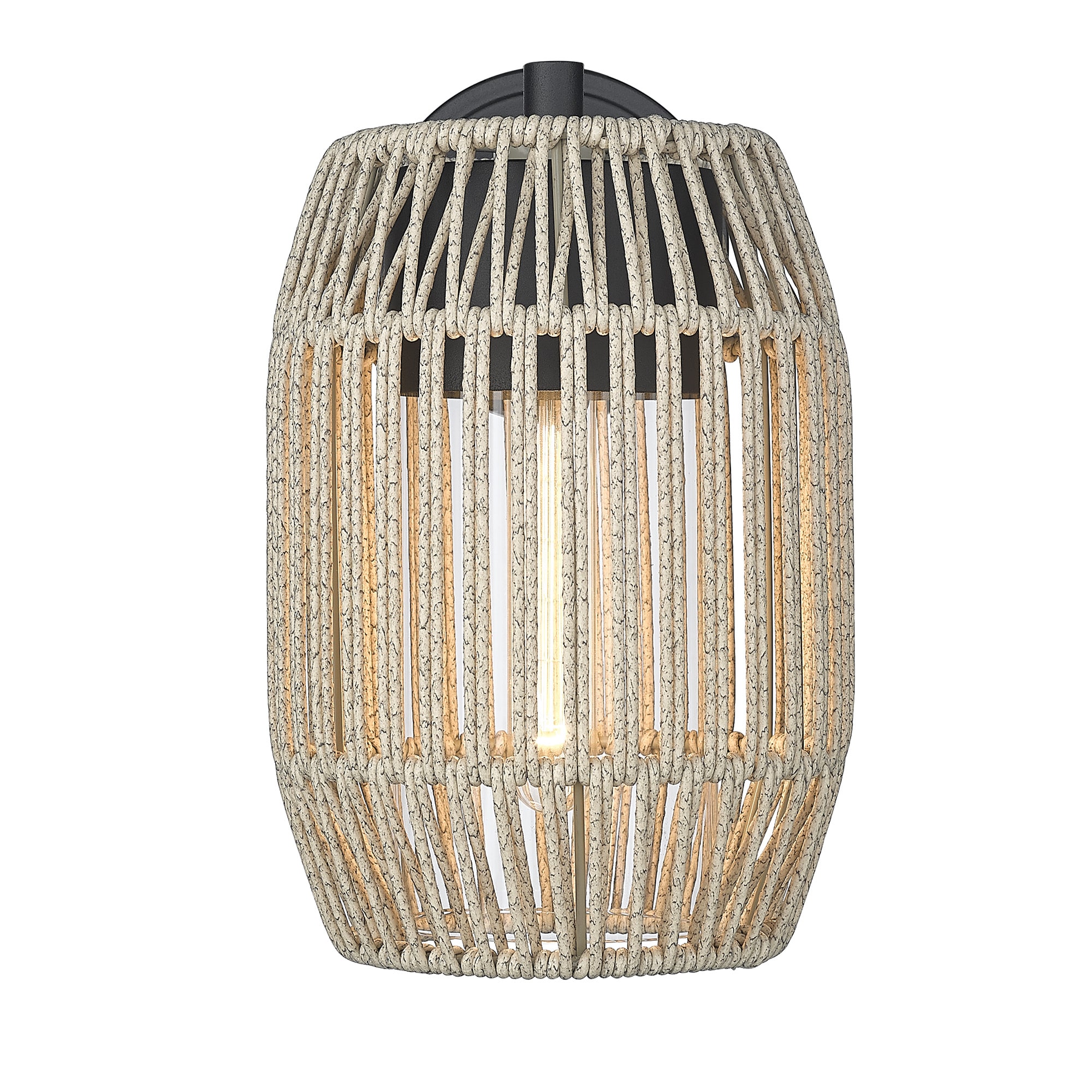 Golden Lighting 6073-OWM NB-SS Seabrooke 1 -Light 12.375-in H Black Hardwired Outdoor Wall Light