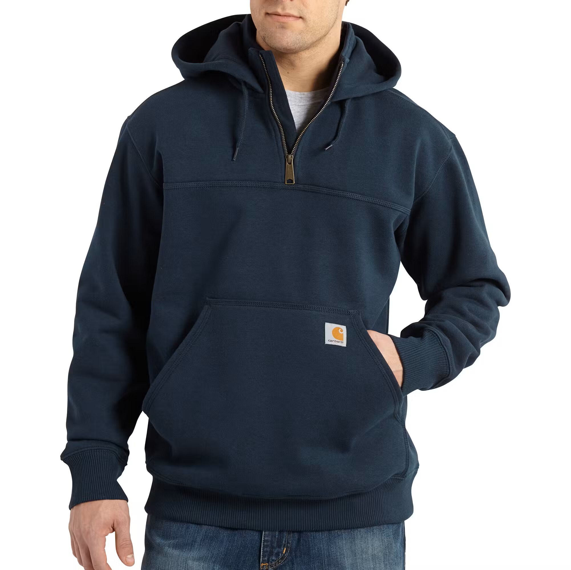 Carhartt 100617-472M Men's Blue Fleece Long sleeve Solid Hoodie ( Medium )