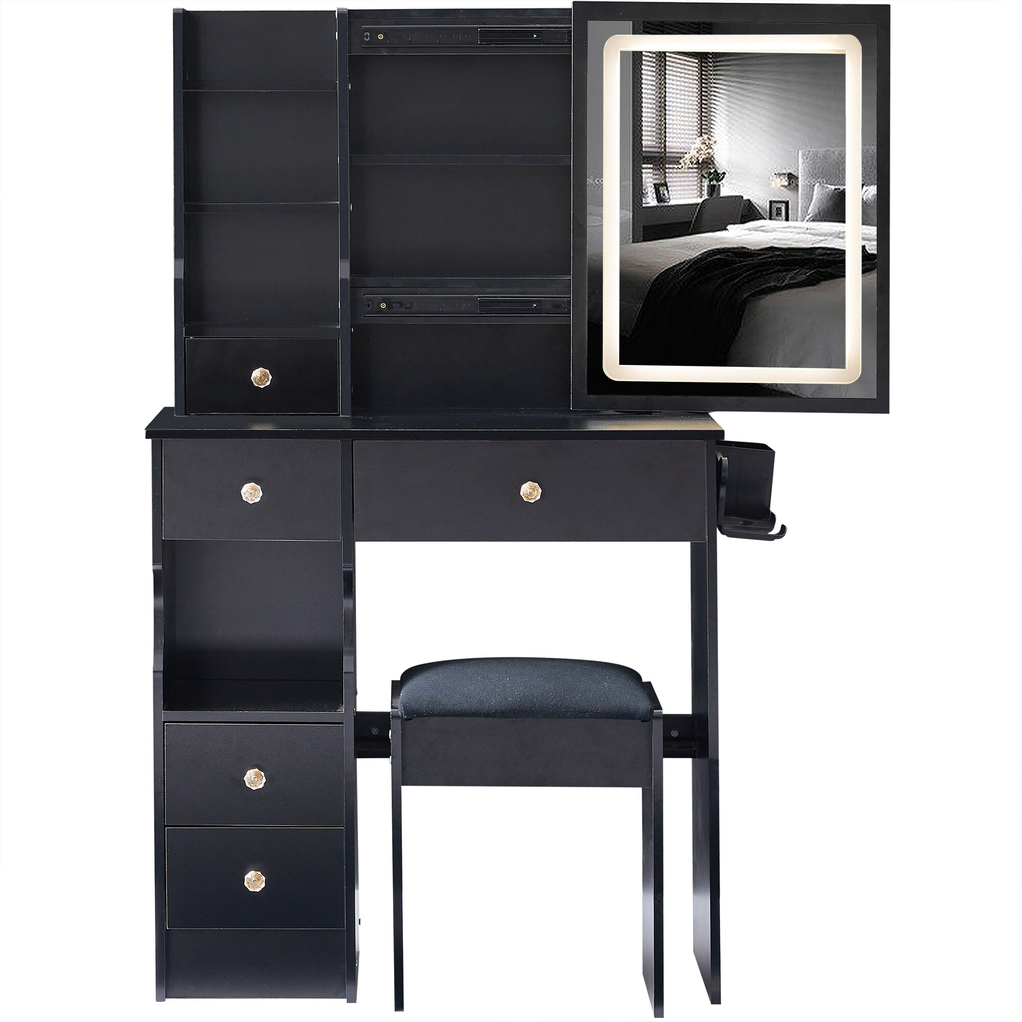 ToolCat PLP1-20-BHH 29.2-Inches Black Makeup Vanity
