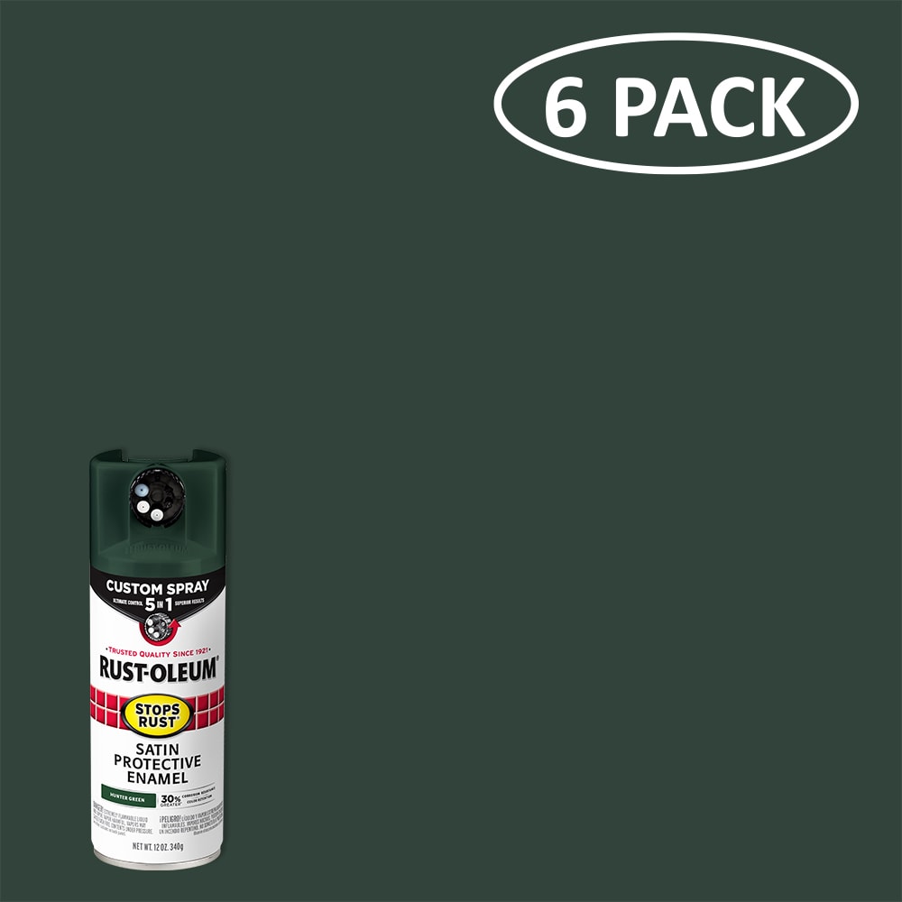 Rust-Oleum Stops Rust 5-in-1 6 -Pack Satin Hunter Green Spray paint ( NET WT. 12-oz ) #376874SOS