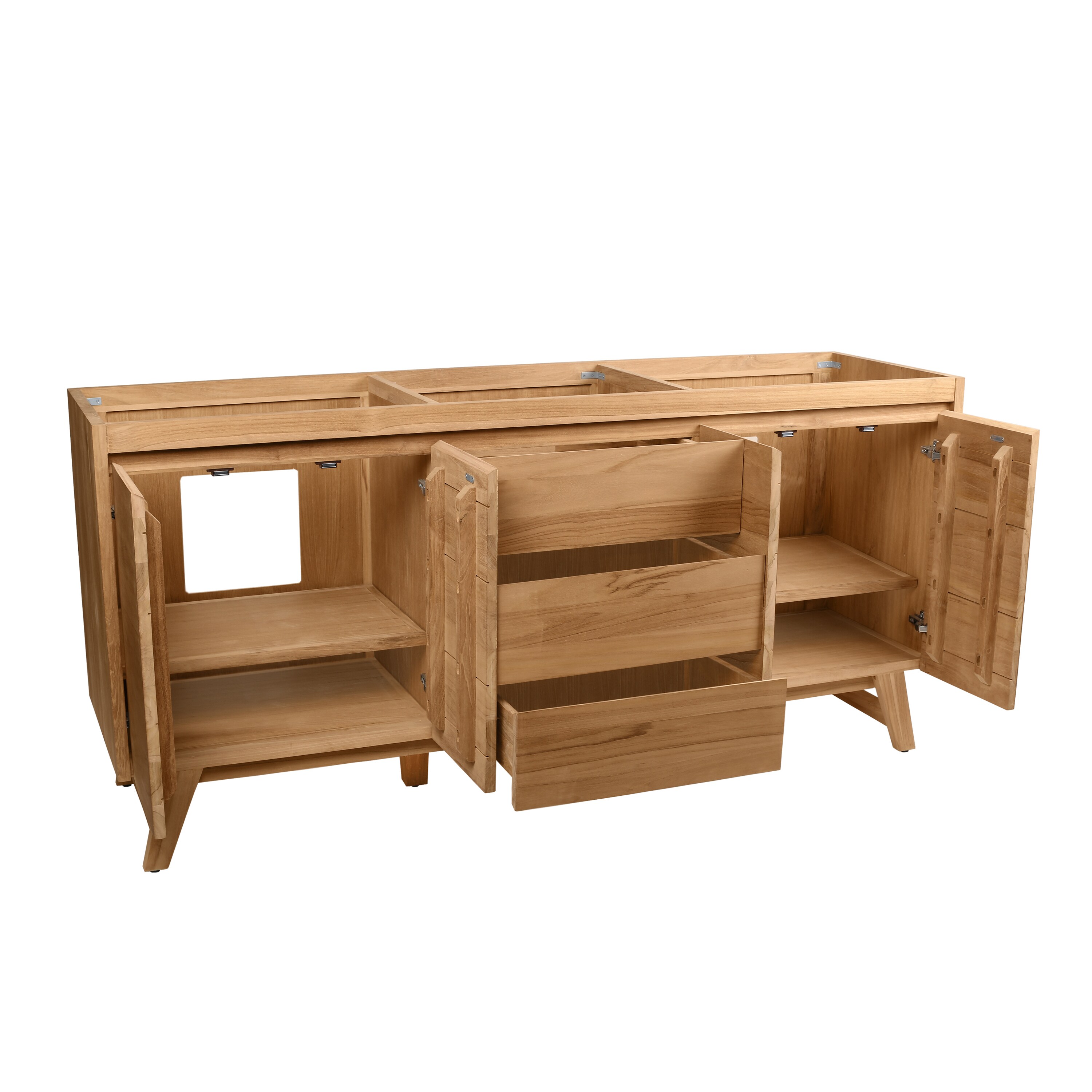Coventry 73" Natural Teak Double Sink Vanity with White Stone Top