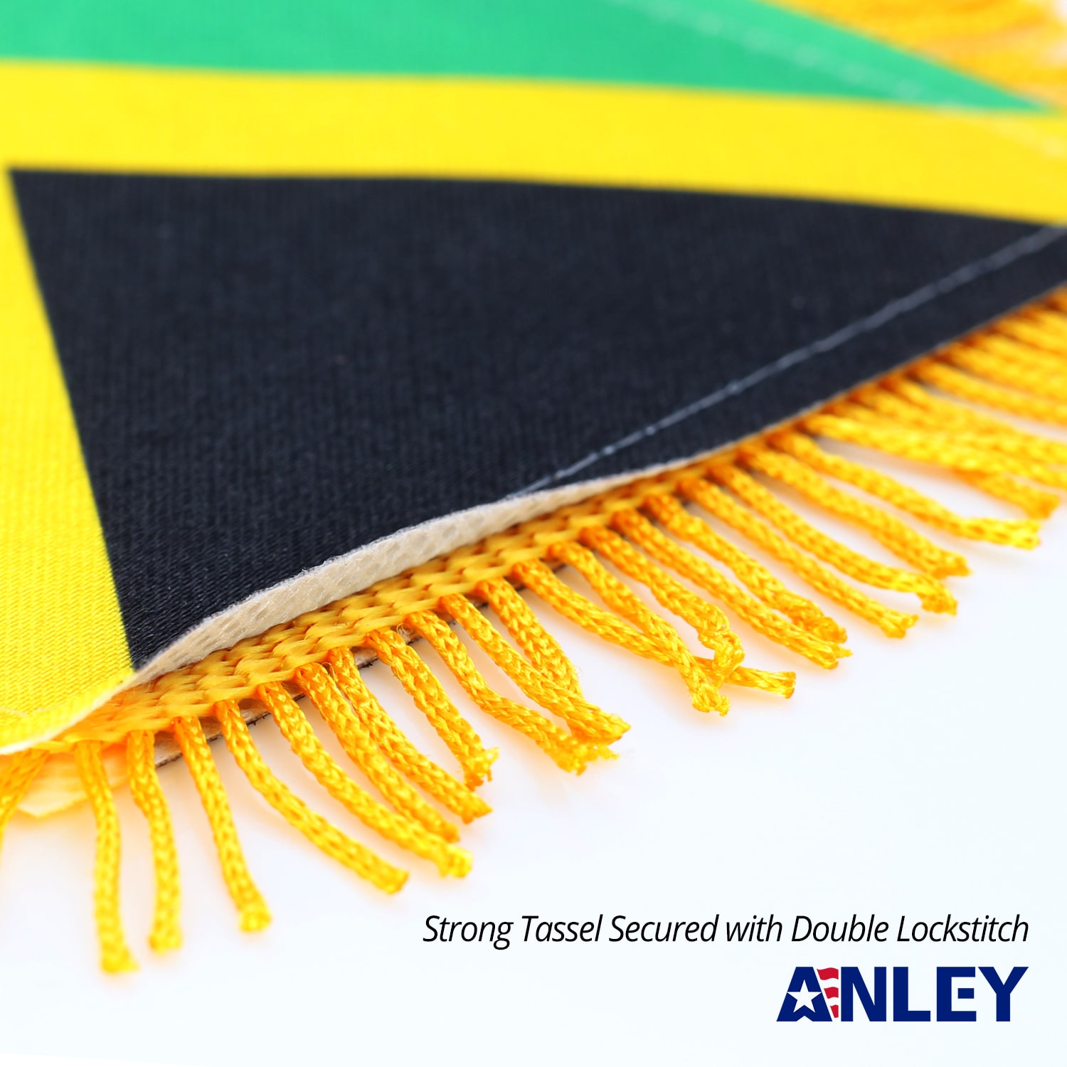 Jamaica 4" x 6" Fringed Gold and Green Hanging Flag