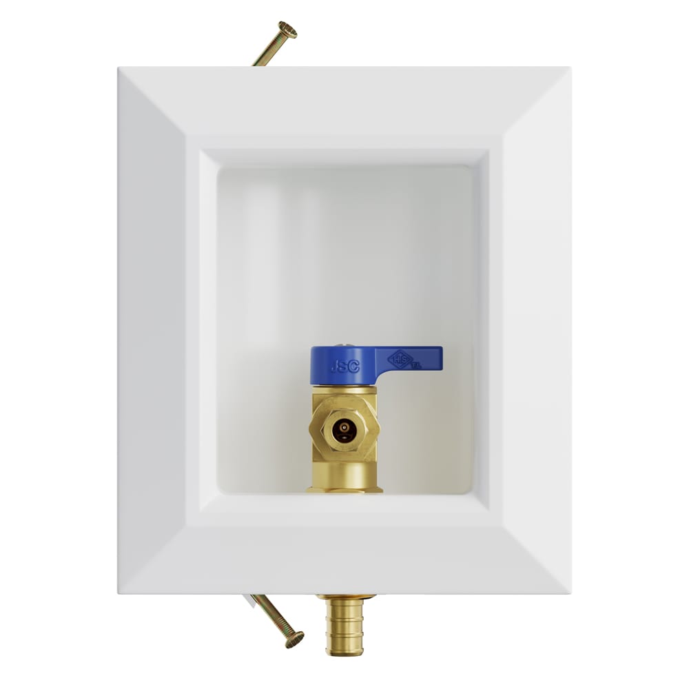 Jones Stephens B05913LF Quarter turn ball valve PEX Ice maker Outlet Box