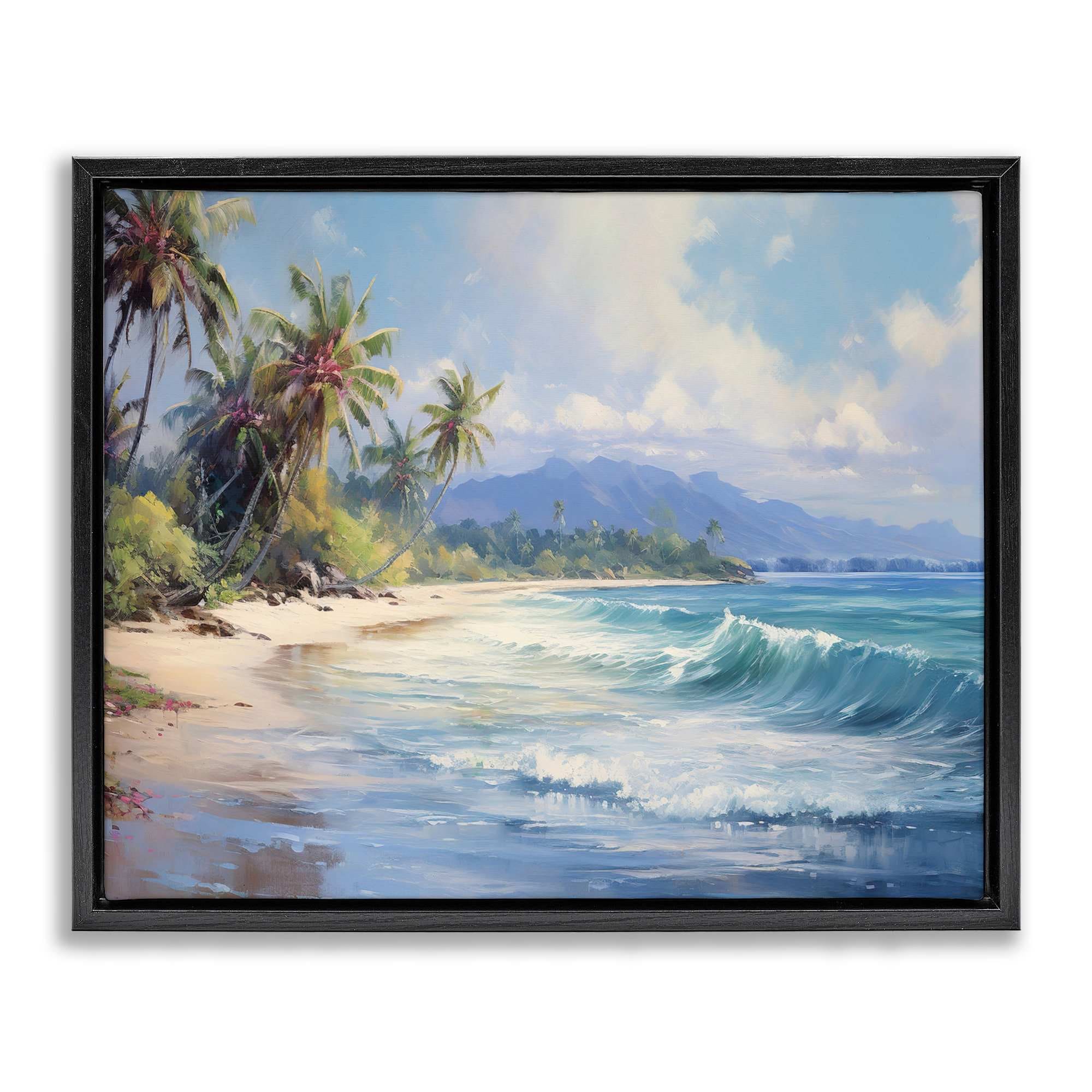 Stupell Industries BT-713-FFB-16X20 Tropical Coast with Rolling Waves Floating Frame design by Franklyn Gregory