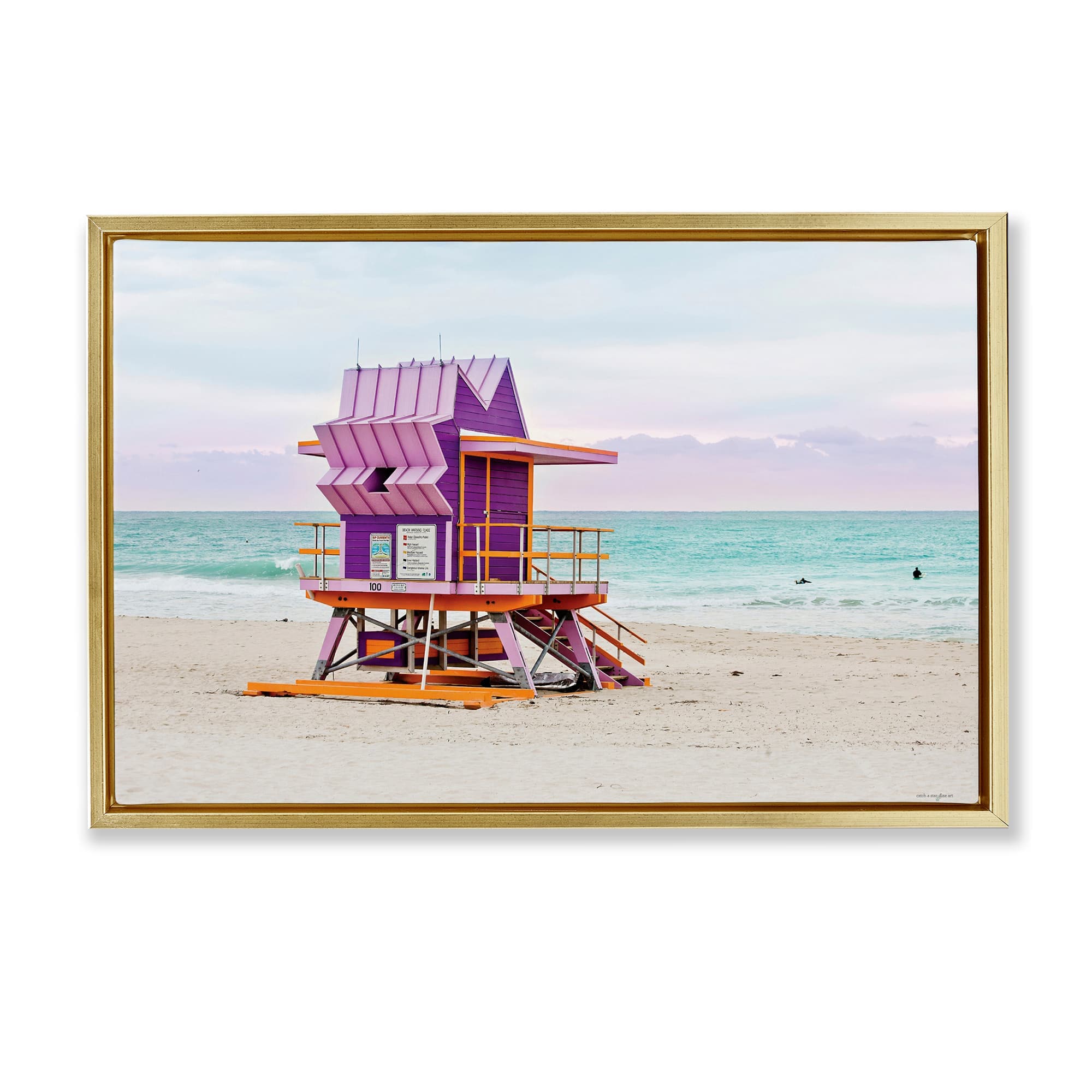 Stupell Industries BT-557-FFG-20X30 Purple Lifeguard Building Floating Frame design by Seven Trees Design