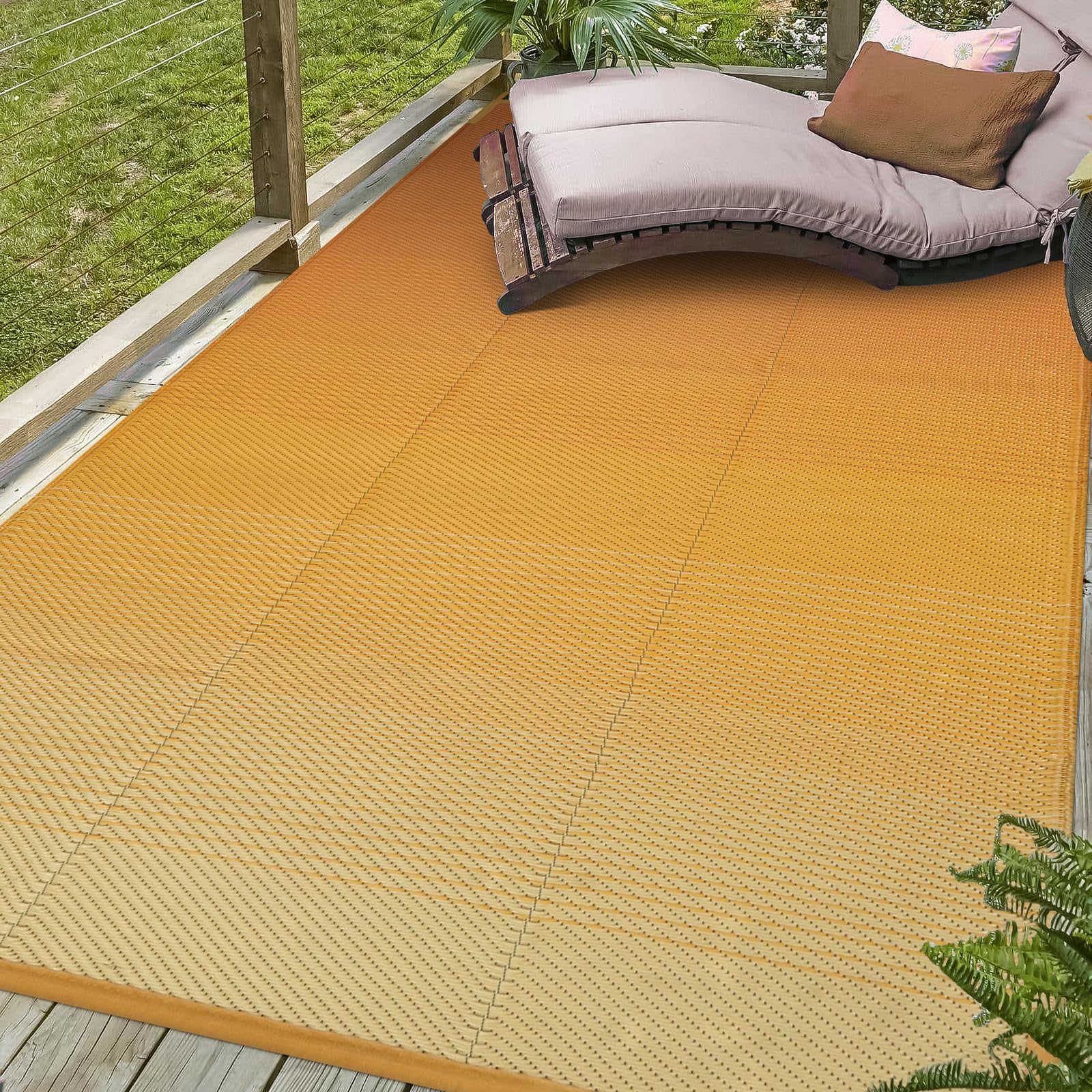 Lahome OR-PP-010-Y2 6 x 9 (ft) Orange-Yellow Gradient New Style Series Woven Polypropylene Rectangular Indoor/Outdoor Area Rug