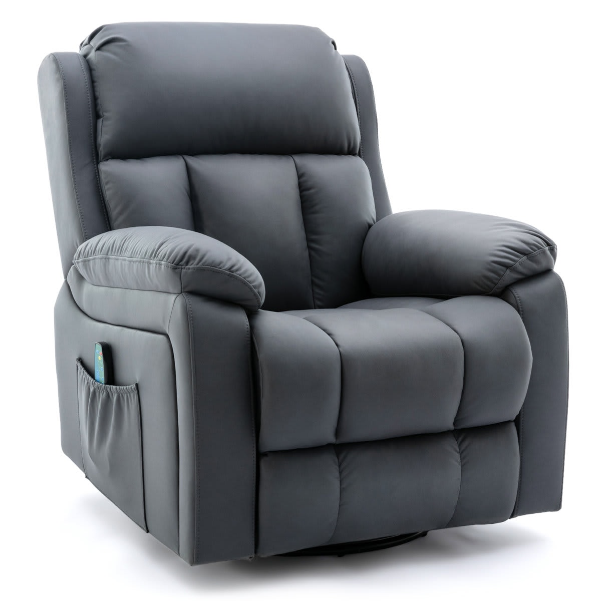 U-HOMY Massage Recliner Chair with Heated and Side Pocket for Adults Gray Microsuede
