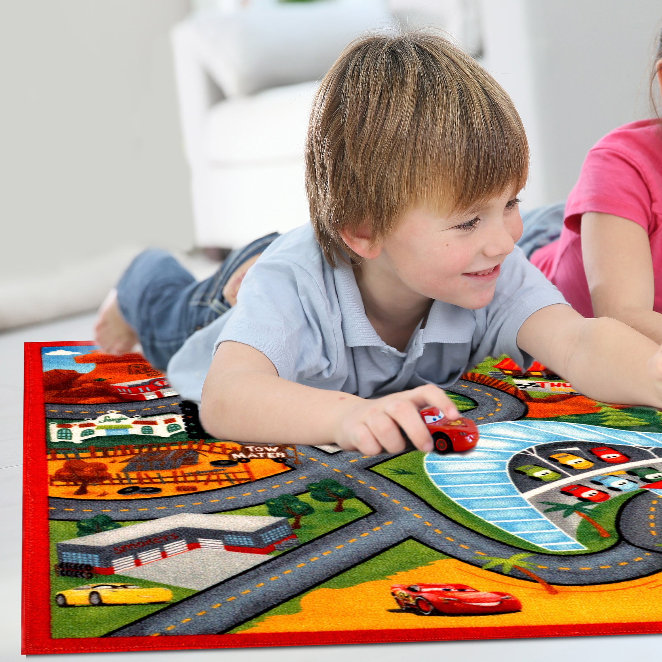 Disney Movies 4 X 6 (ft) Cars Road Play Indoor Area Rug 46915 at Lowes.com