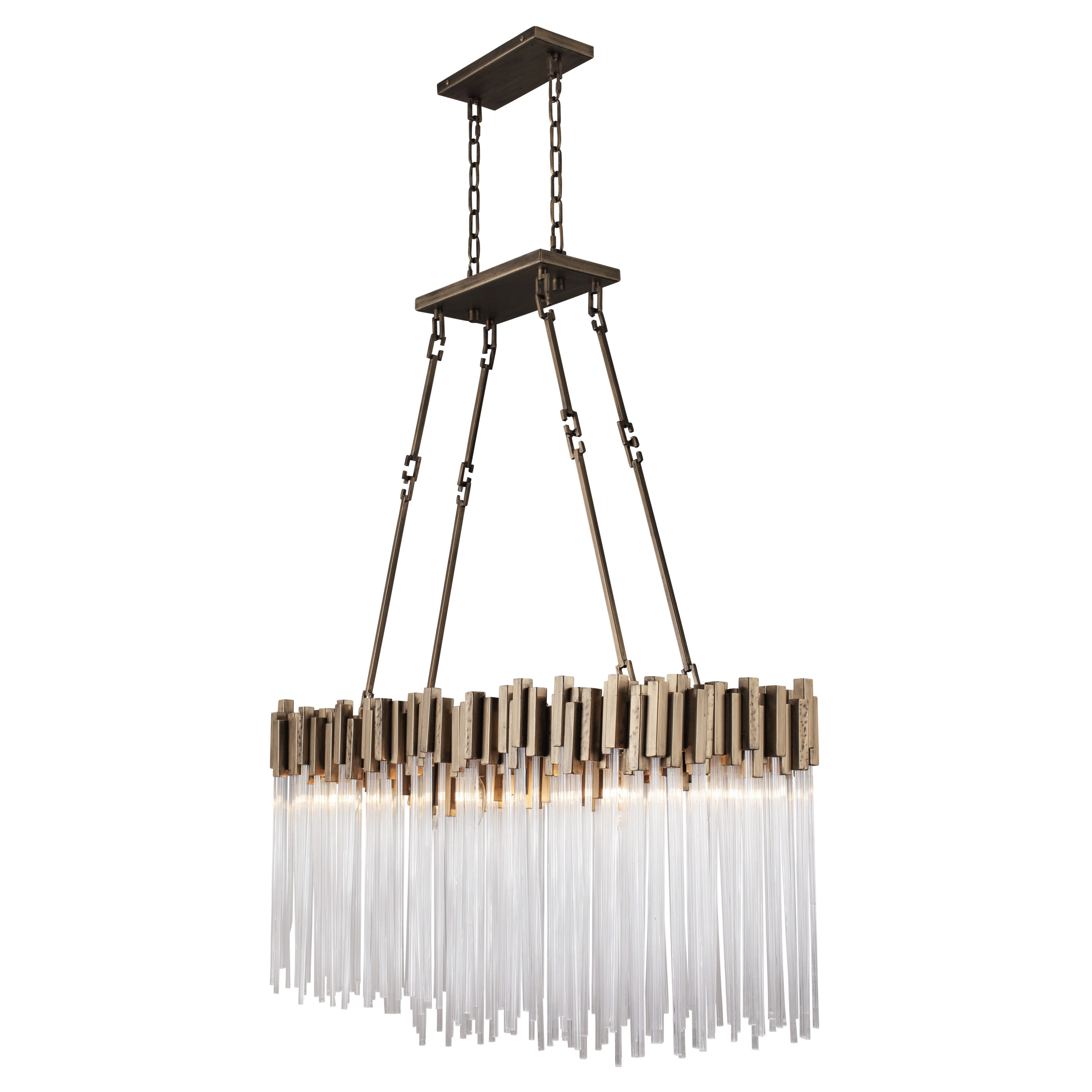 Studio 54 Glam 6-Light Linear Pendant in Havana Gold with Hammered Accents