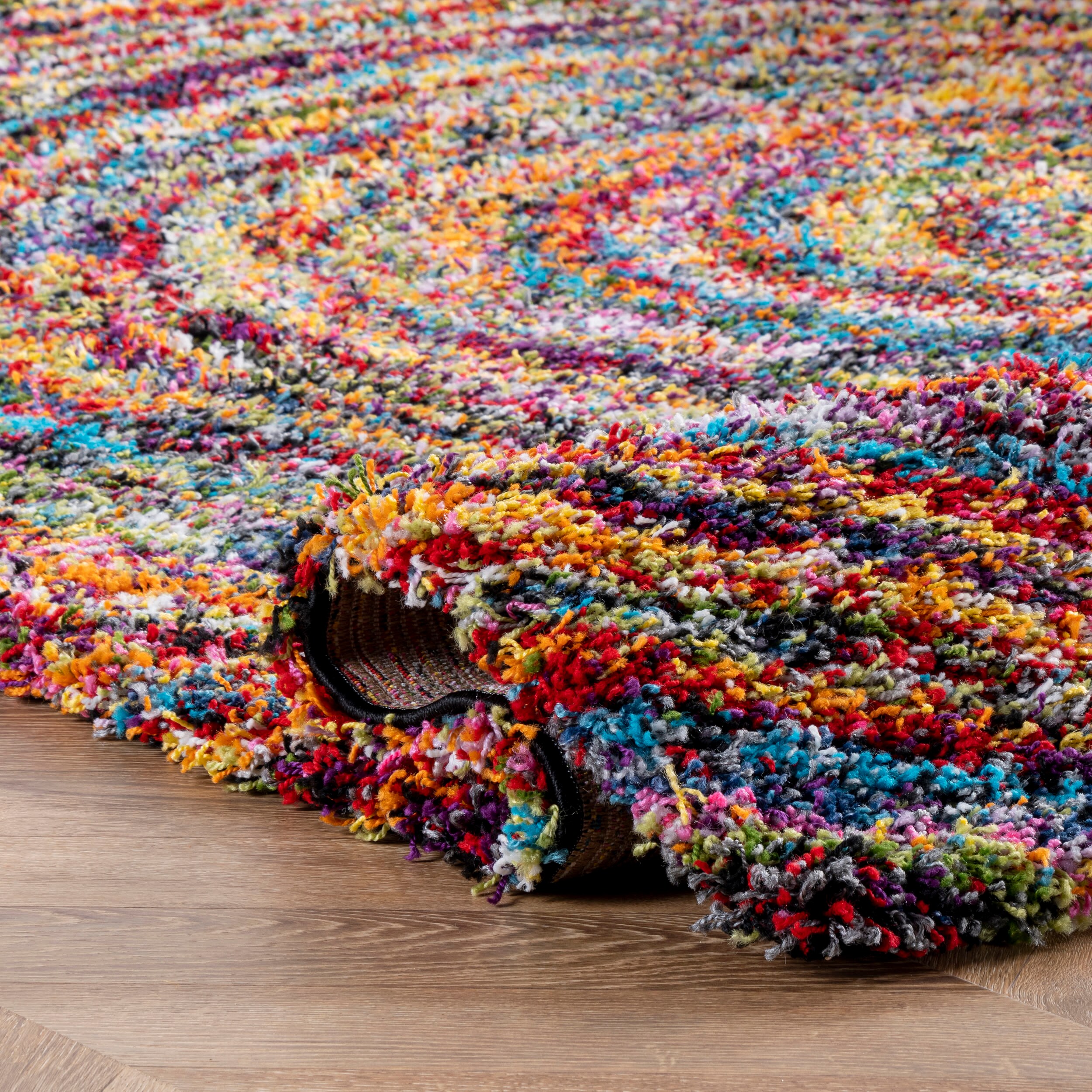 Multicolor Synthetic Shaggy Rectangular 4' x 6' Area Rug