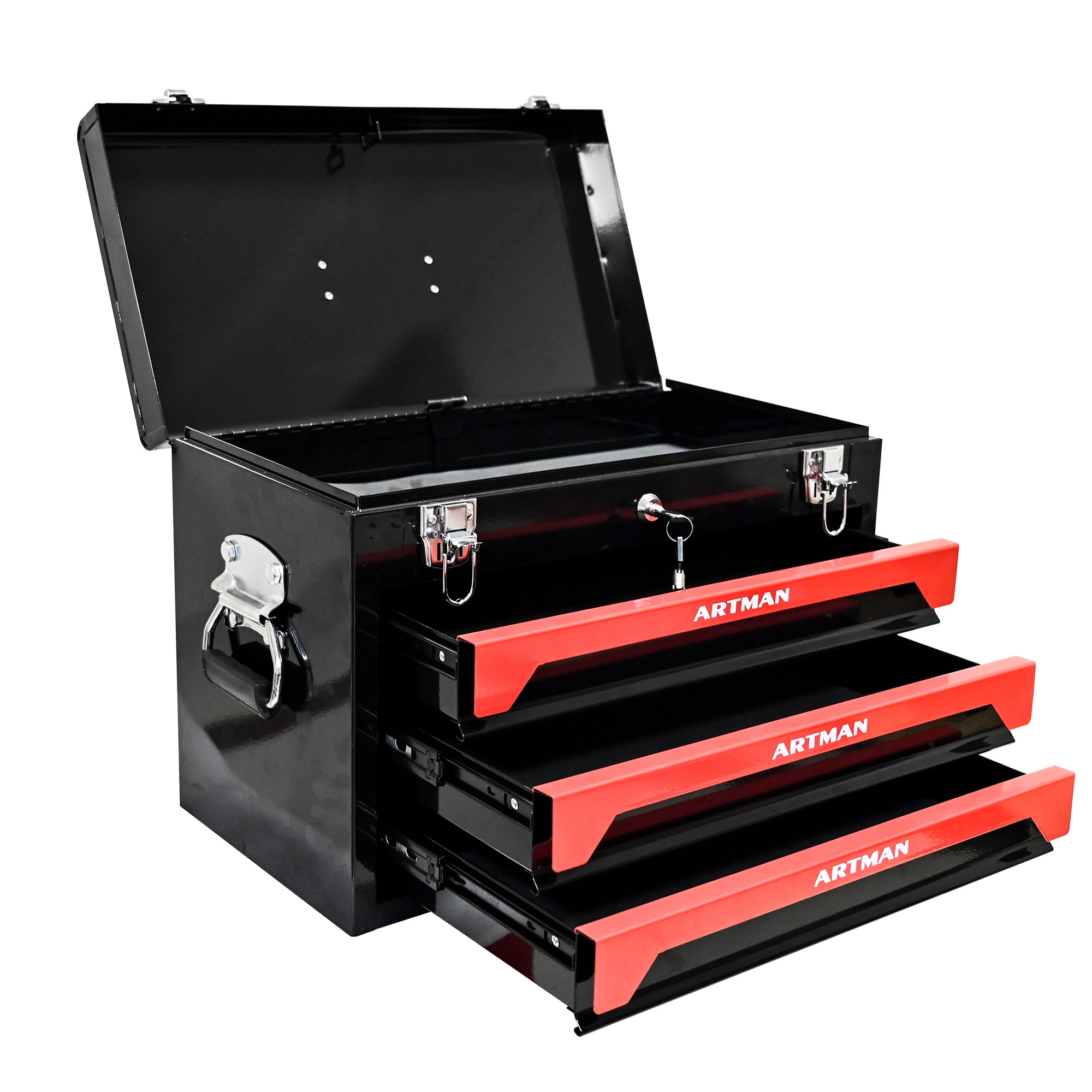 Siavonce XH31154 Bottom Tool Cabinets 10.63-in W x 13.86-in H 3 -Drawer Steel Tool Cabinet ( Black and Red )