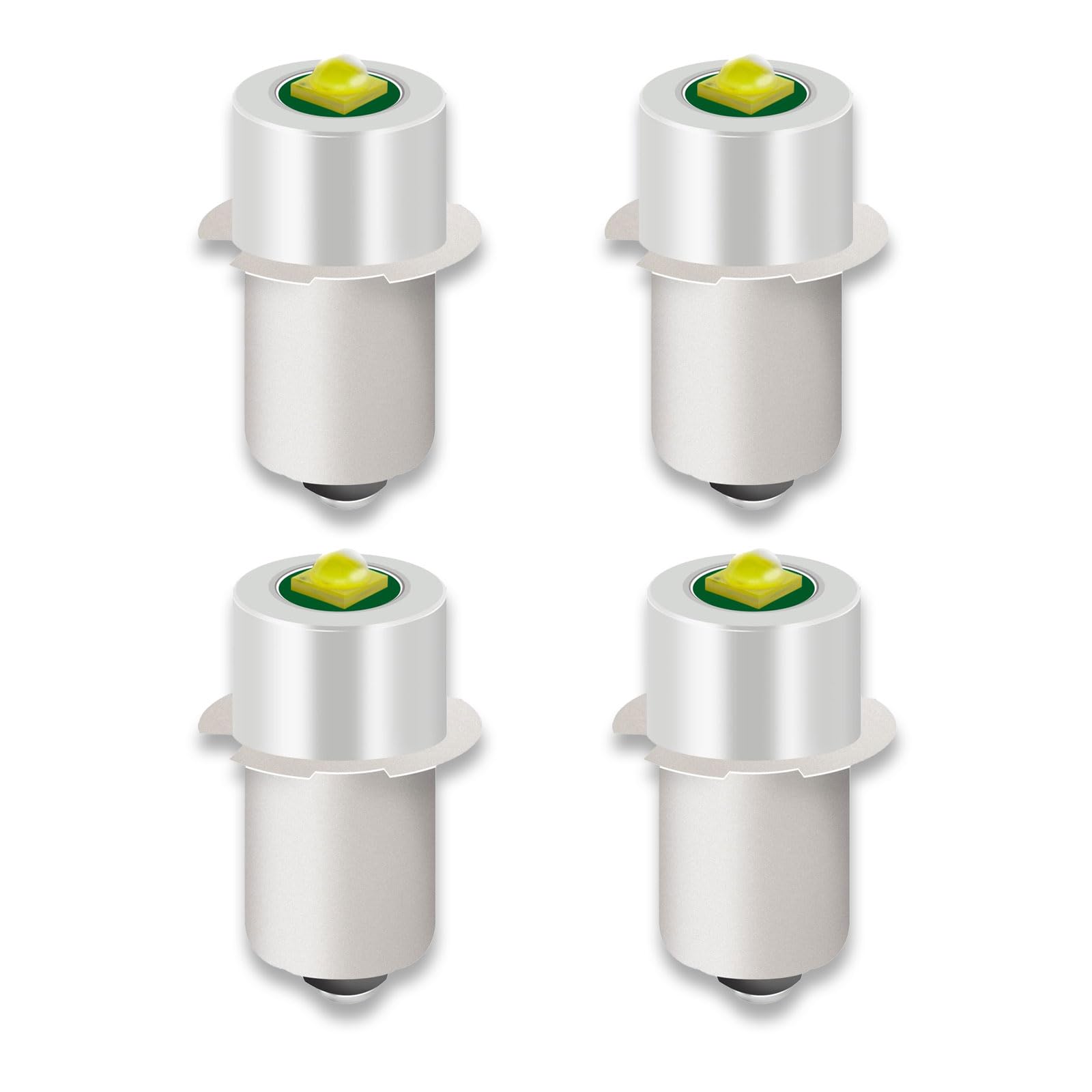 Linder Group Inc LED flashlight bulb replacement 4 pack 3 watt 247 lumen PR2 P135S upgrade bright white 3 volt 6 to 24 volt compatible with lantern work light