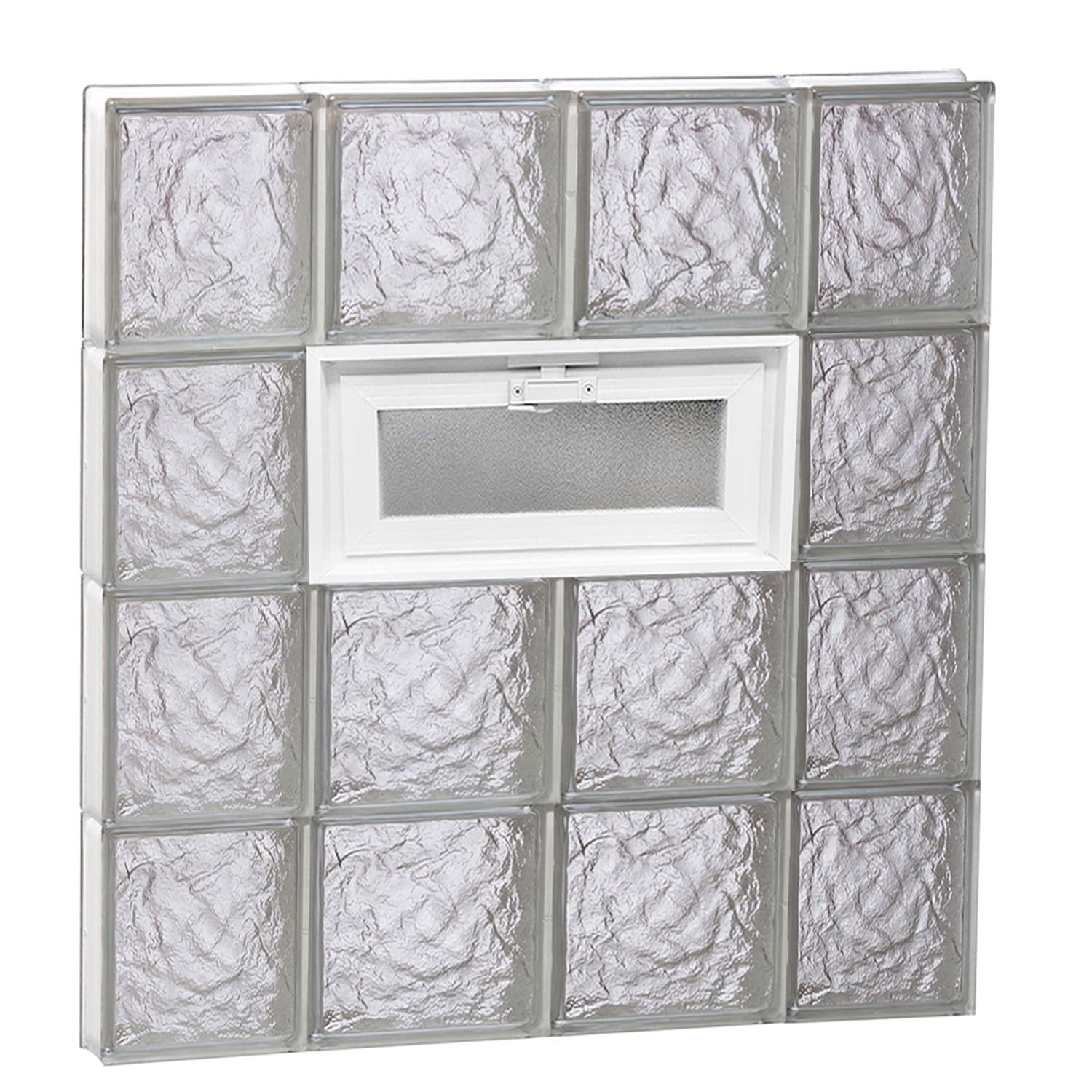 REDI2SET V2832IS Ice Glass 27-in x 31-in Frameless Replacement Vented Glass Block Window