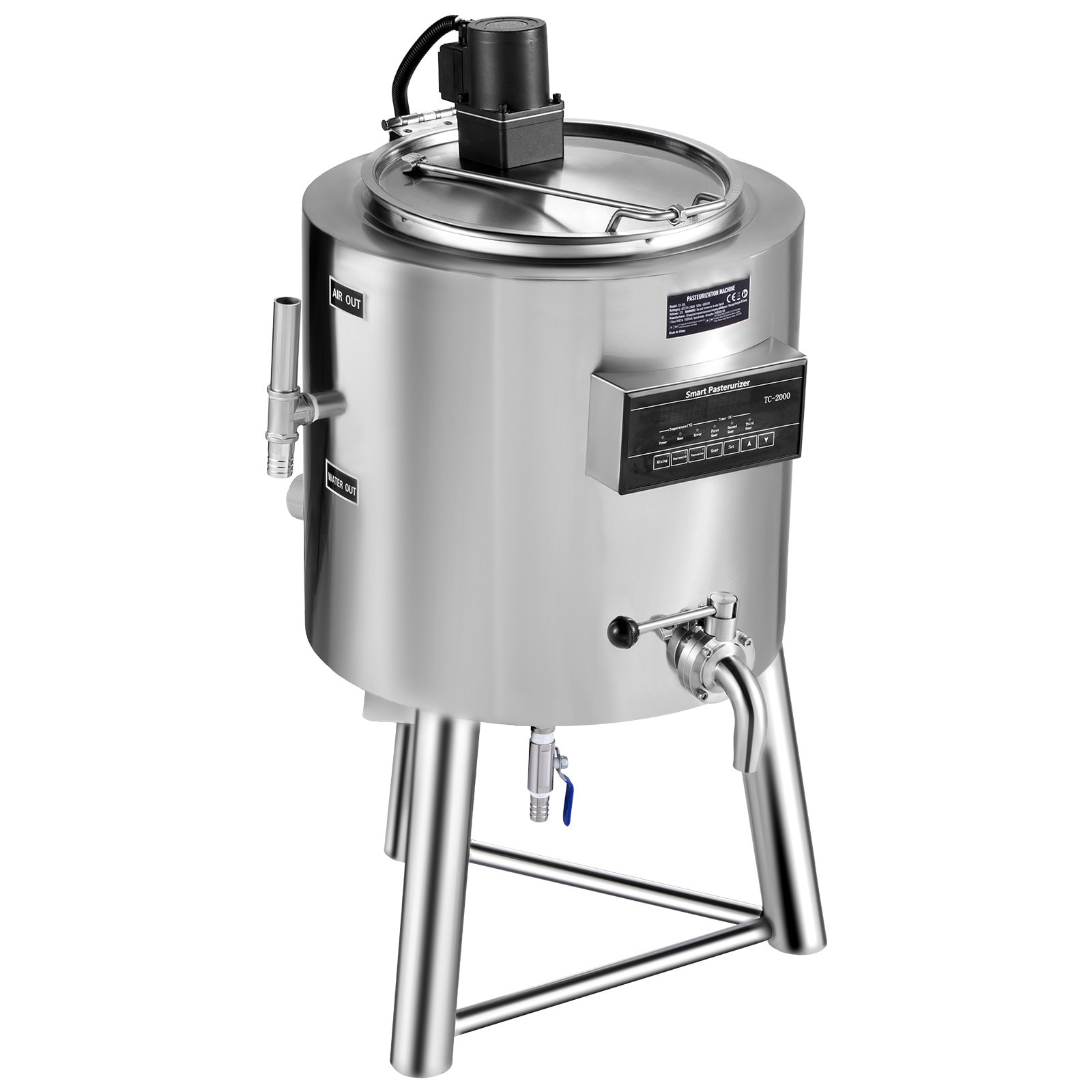 VEVOR SCLDSBSSJJ3006417V7 Milk Pasteurizer 30L Commercial Milk Pasteurization Machine Food Grade 304 Stainless Steel Professional Pasteurization with Time and Temperature Control for Milk Juice Yogurt Sterilization