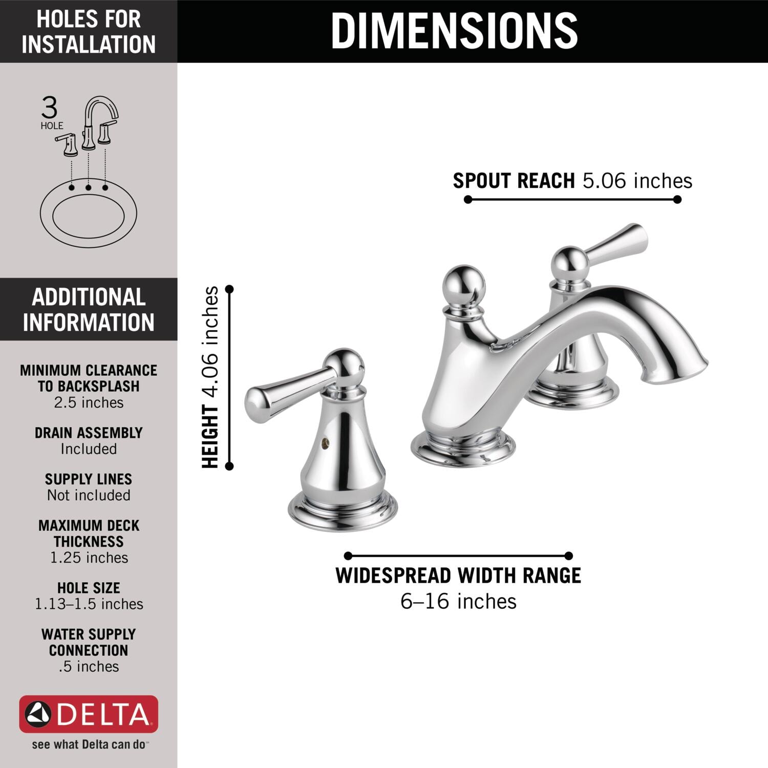 Delta Haywood Chrome Widespread 2 Handle WaterSense Bathroom Sink   66057690 