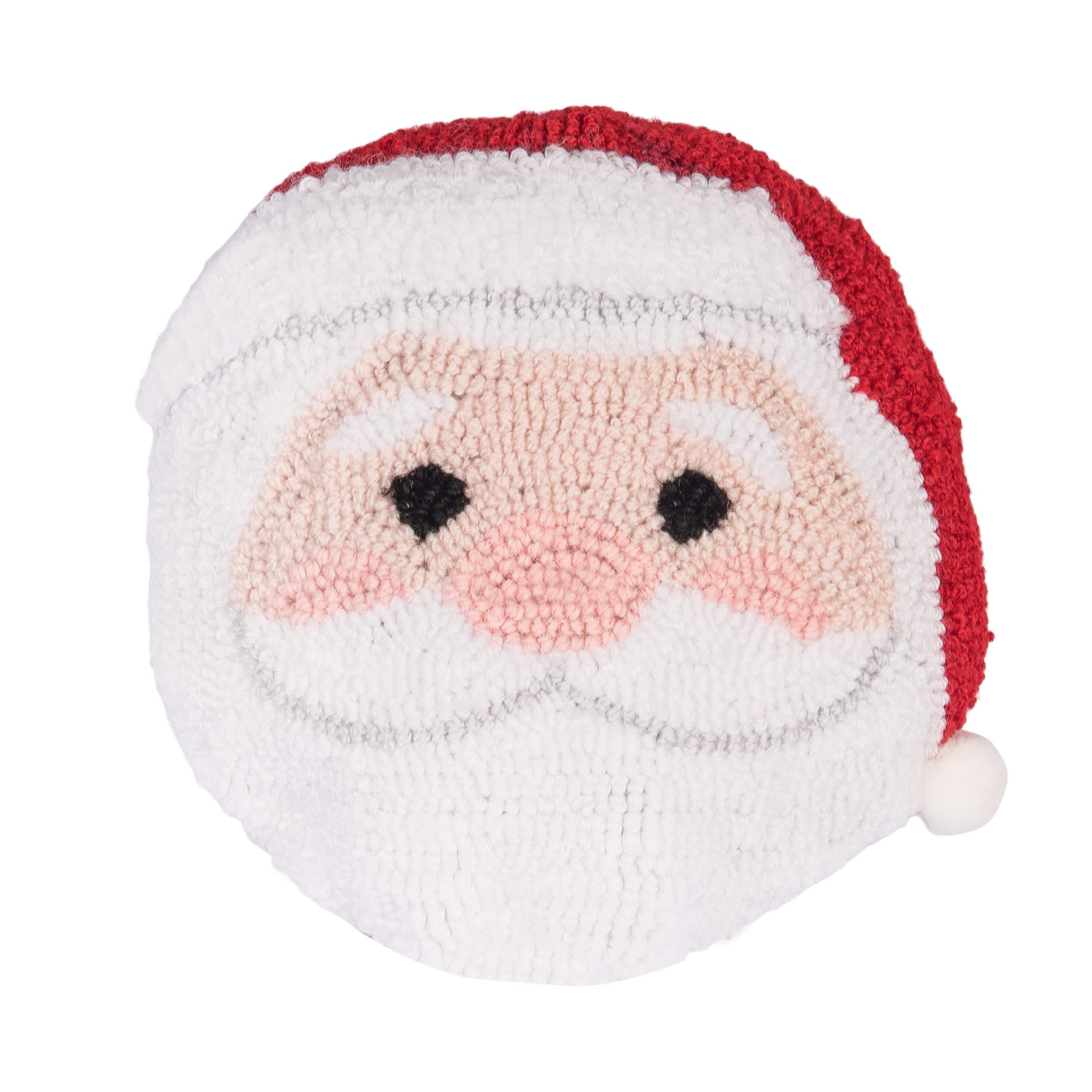 Mini Round Santa Hooked Throw Pillow, 10" x 10"