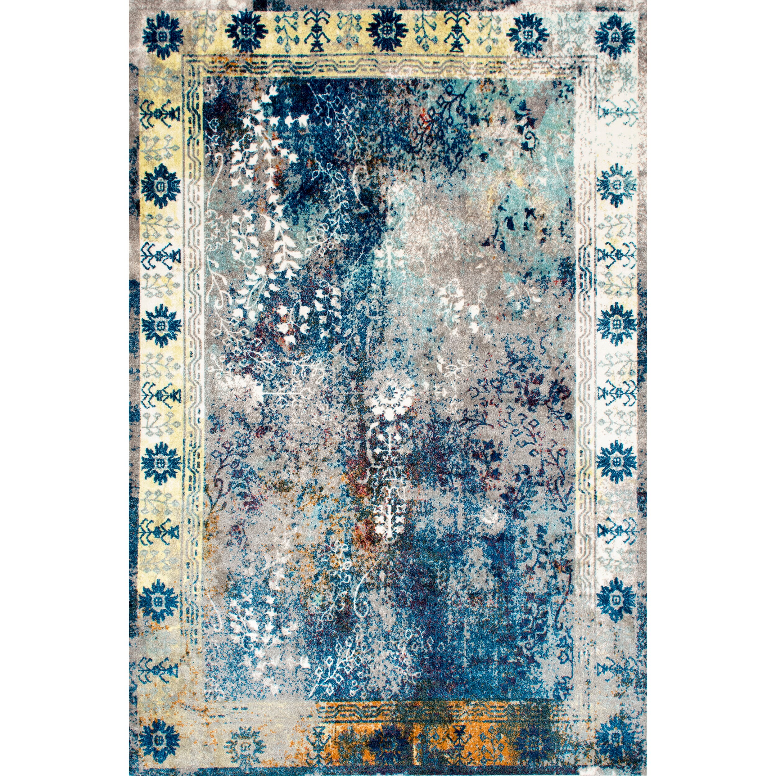 Luxe Blue Synthetic 5' x 8' Rectangular Easy-Care Area Rug