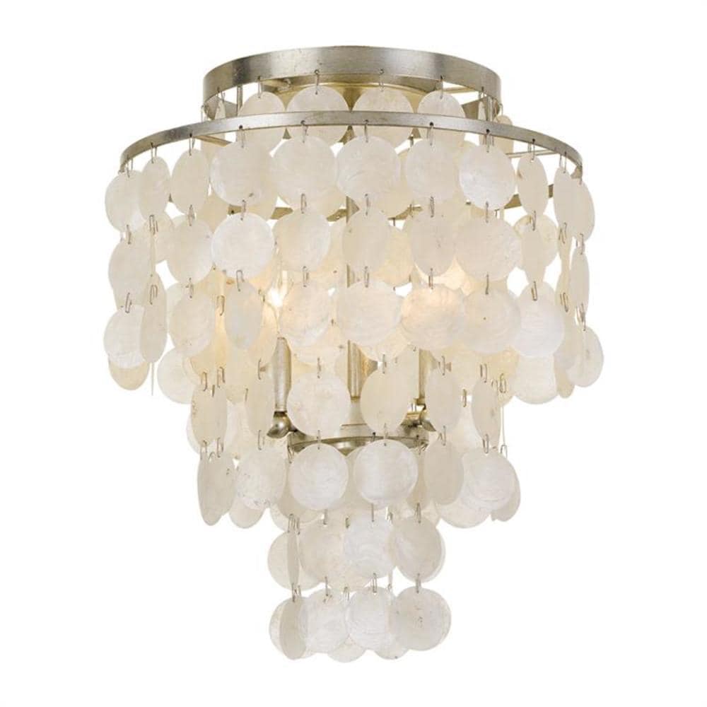 Brielle 3-Light Antique Silver Capiz Shell Ceiling Mount