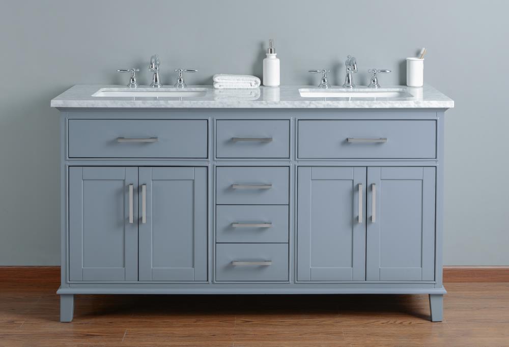 Stufurhome 60-in Gray Undermount Double Sink Bathroom Vanity with ...