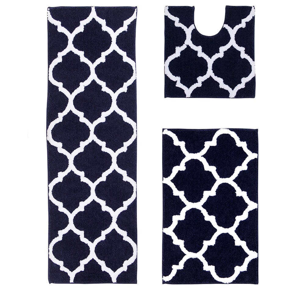 Better Trends BAMA3PC202160NV 60-in x 20-in Navy Polyester Bath rug