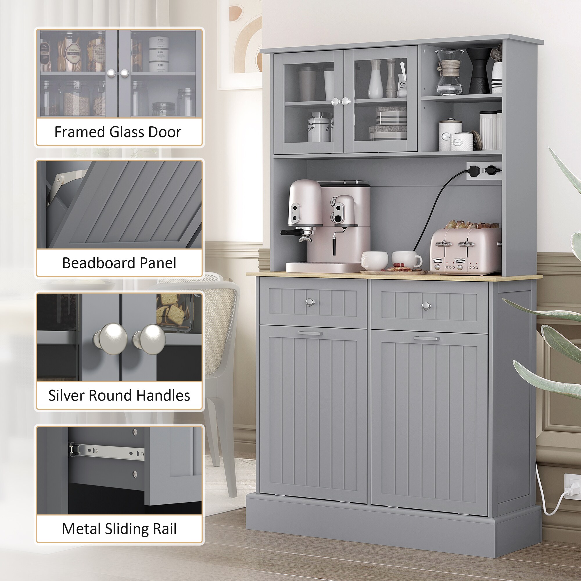 HomCom 83A-142V80GY Pull-Out-Cabinet-Baskets - View #4