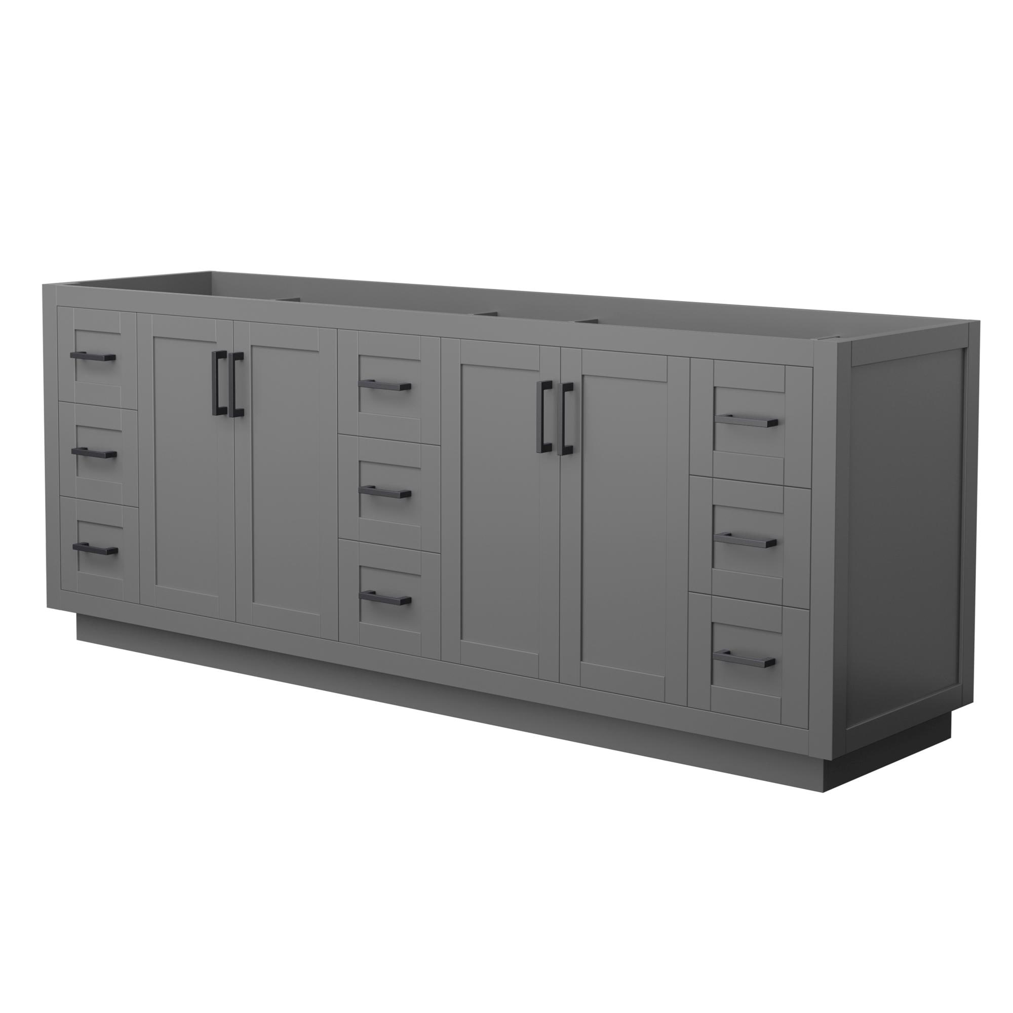 Wyndham Collection WCF292984DGBCXSXXMXX Miranda 84-in Dark Gray with Matte Black Trim Bathroom Vanity Base Cabinet without Top