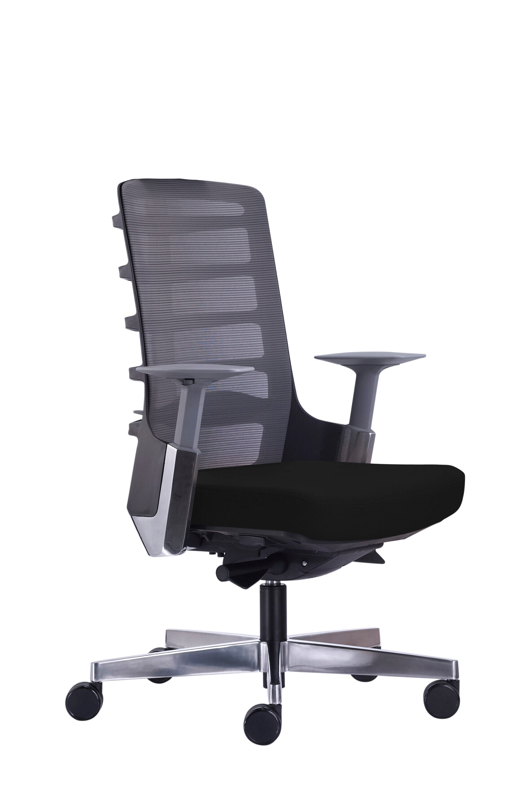 Unique Furniture LW-60005022 Seattle Mesh Mid Back Ergonomic Executive Office Chair, Fabric Seat Swivel Adjustable Desk Chair with Arms, Black