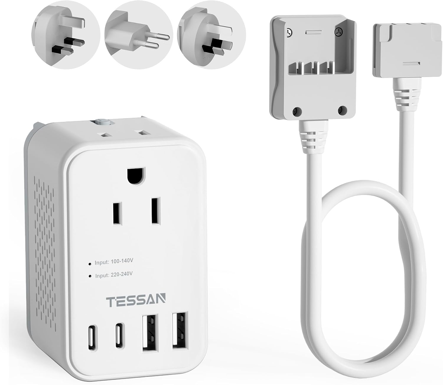 MaseiKar Travel Power Adapters US to Europe 220V to 110V - 2 AC Outlets 4 USB Ports(2 USB C) EU UK AU Universal Travel Adapter Combo